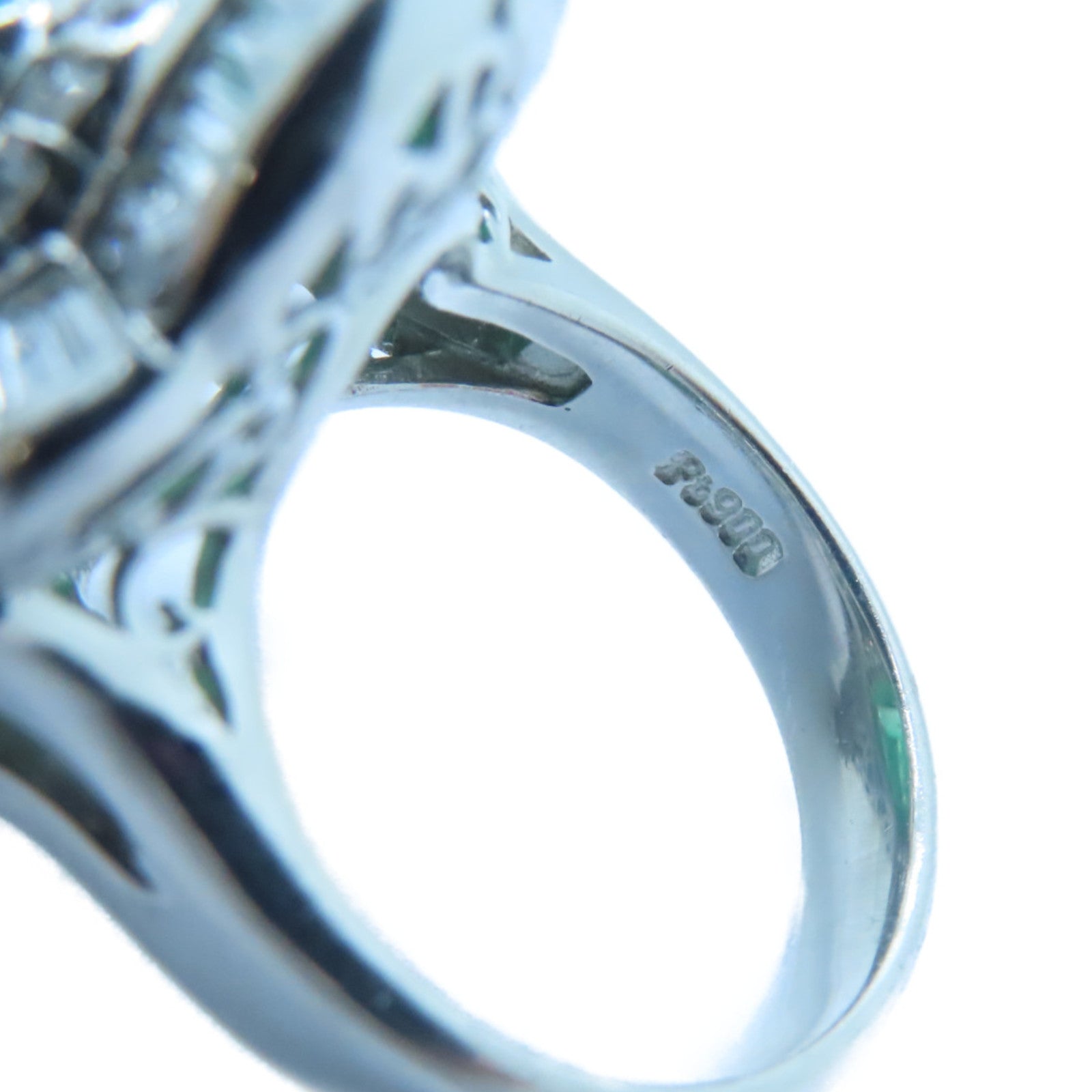 JEWELRY PT900鉑金Emerald Diamond Ring 5.63ct綠寶石/2.08ct鑽石戒指US#6