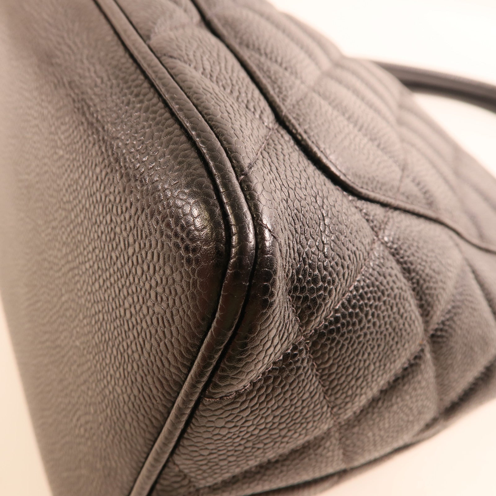 CHANEL 牛皮皮革Tote Bag銀扣肩背袋/手挽袋