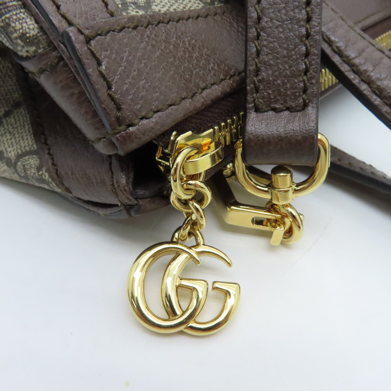 GUCCI 【激減優惠】塗層帆布Ophidia GG金扣手挽肩背兩用袋棕色