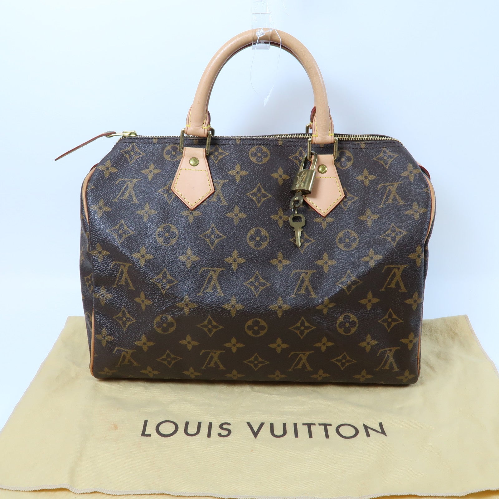 LOUIS VUITTON Monogram Speedy 30金扣手挽袋啡色