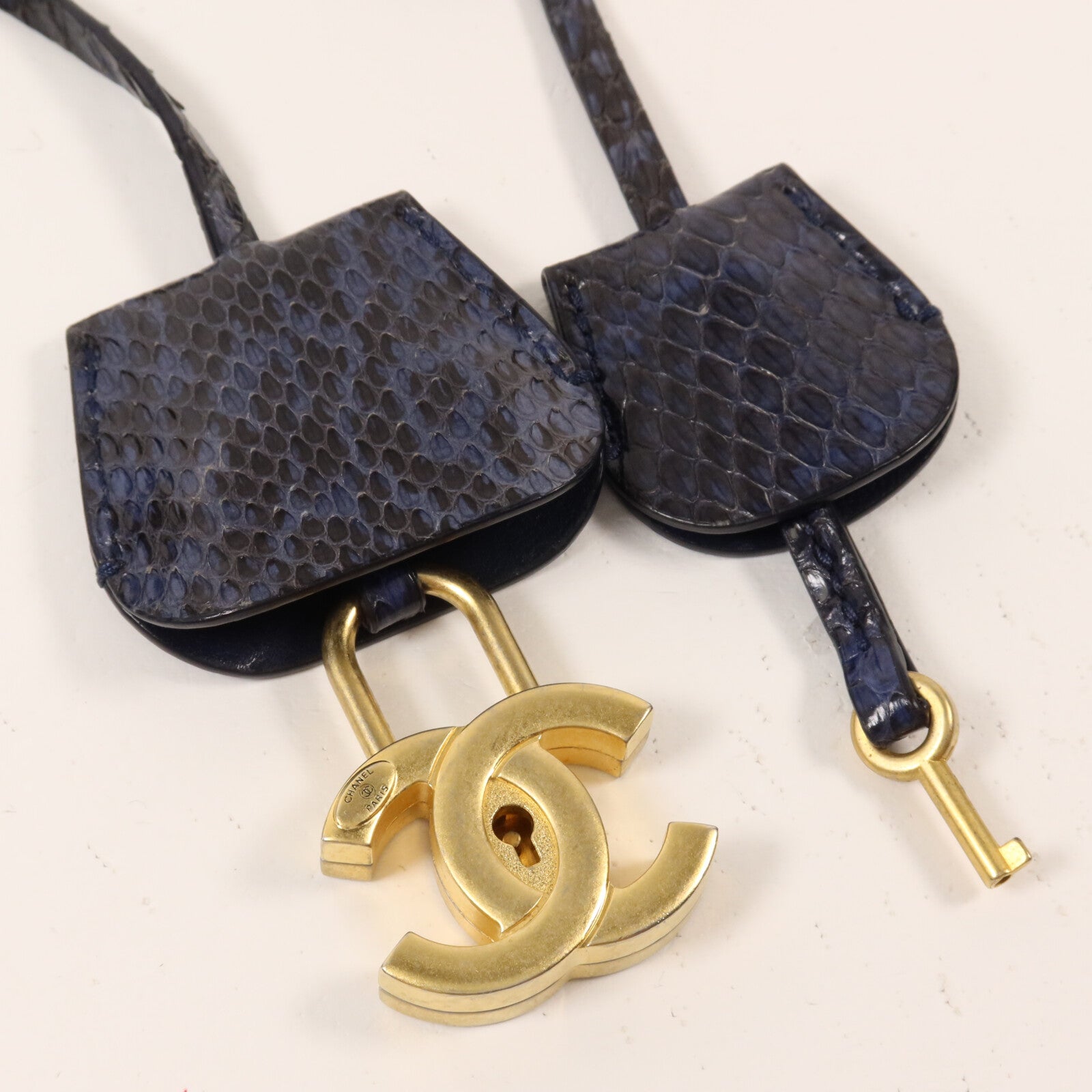 CHANEL Tweed/蛇皮皮革Vanity Case鏈帶手挽肩背兩用袋
