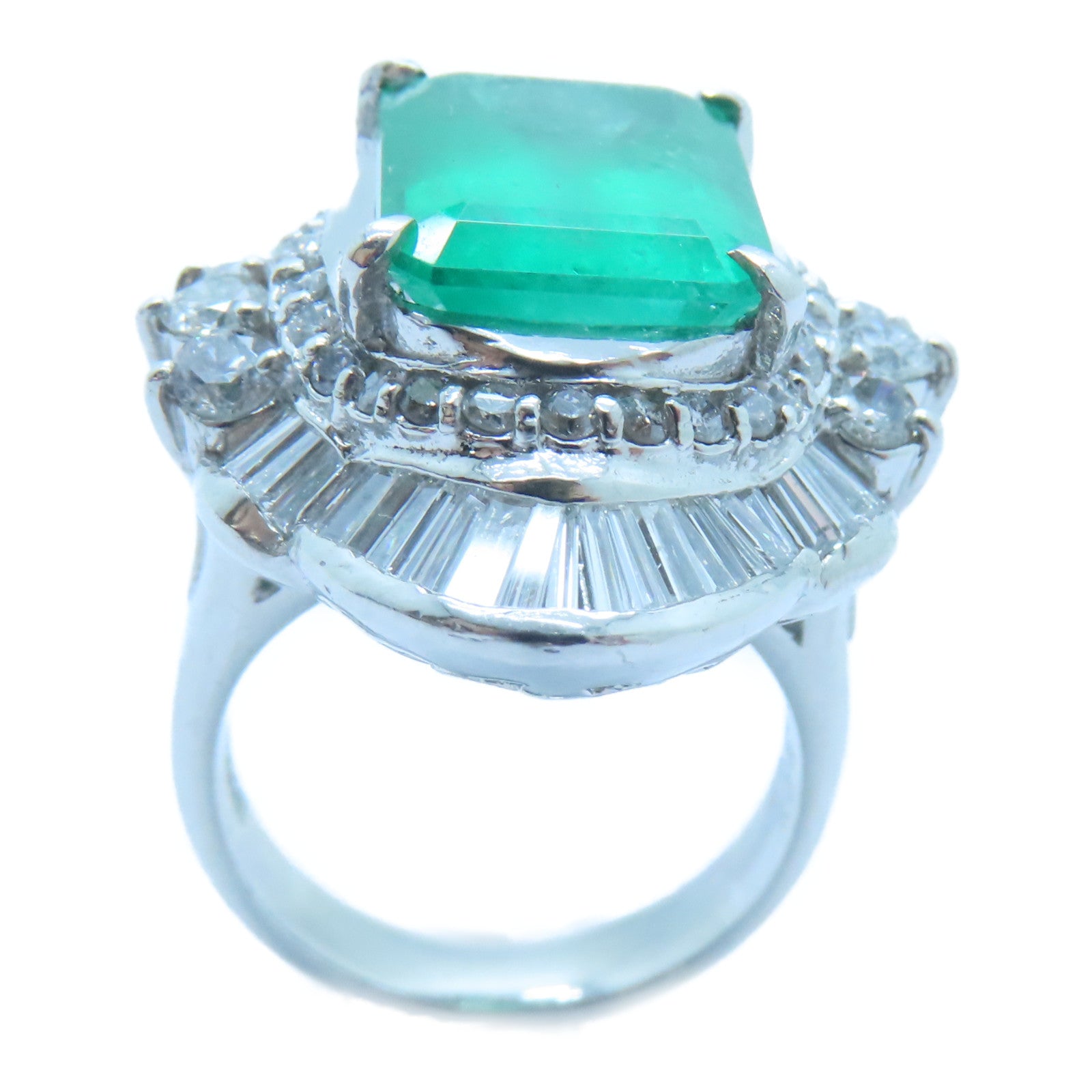 JEWELRY PT900鉑金Emerald Diamond Ring 5.63ct綠寶石/2.08ct鑽石戒指US#6