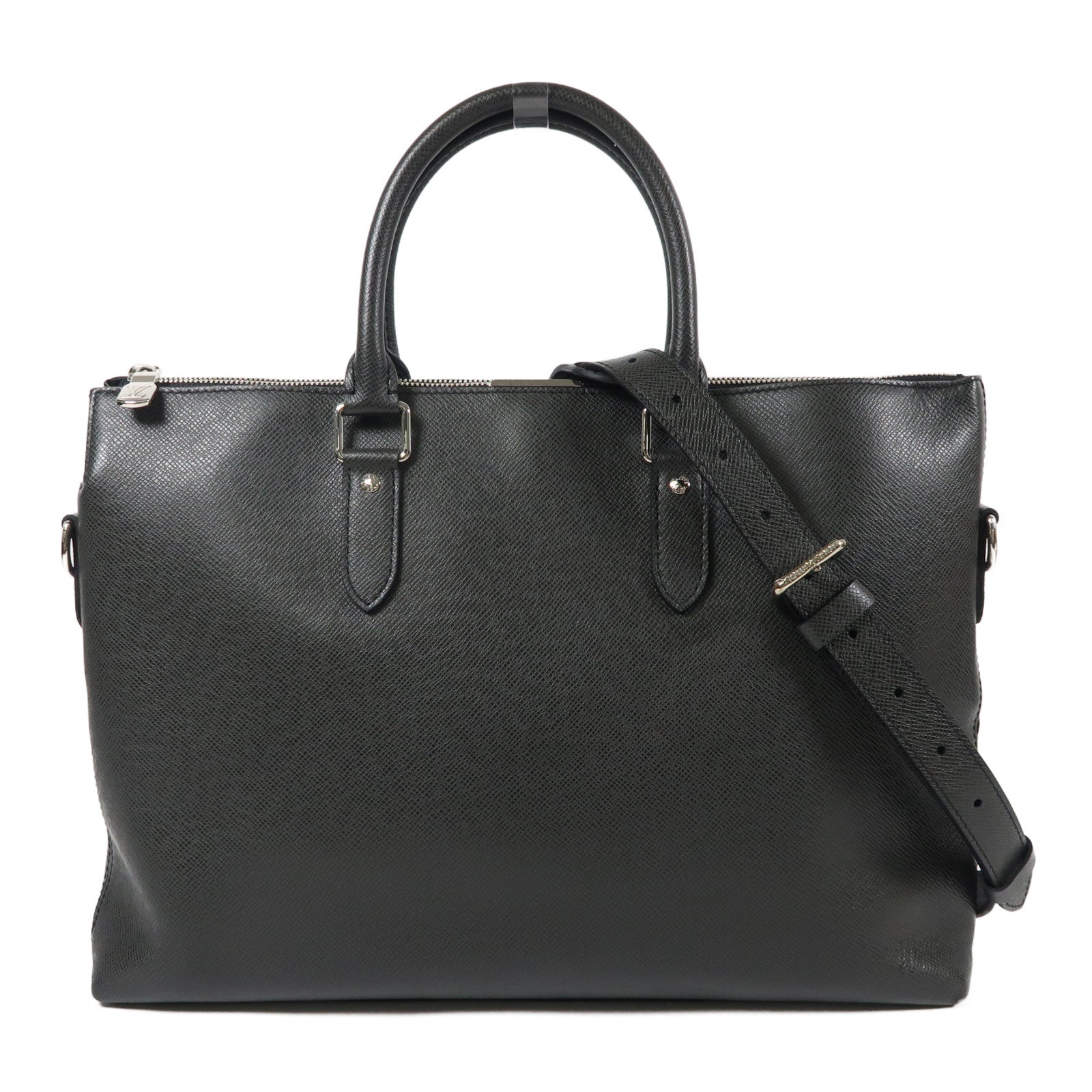 LOUIS VUITTON Taiga Anton Soft Briefcase銀扣手挽肩背兩用袋黑色