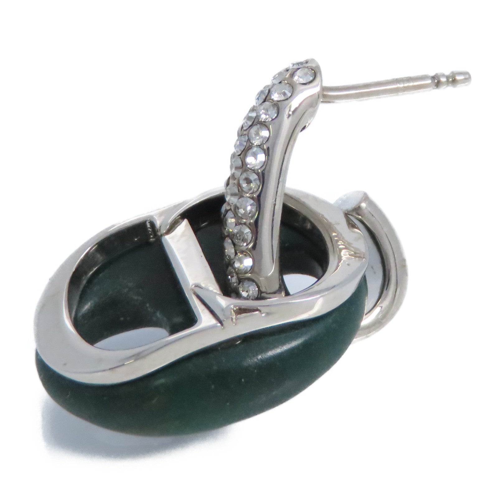 Dior CD Earring 500 Metal PVC Rhinestones Green