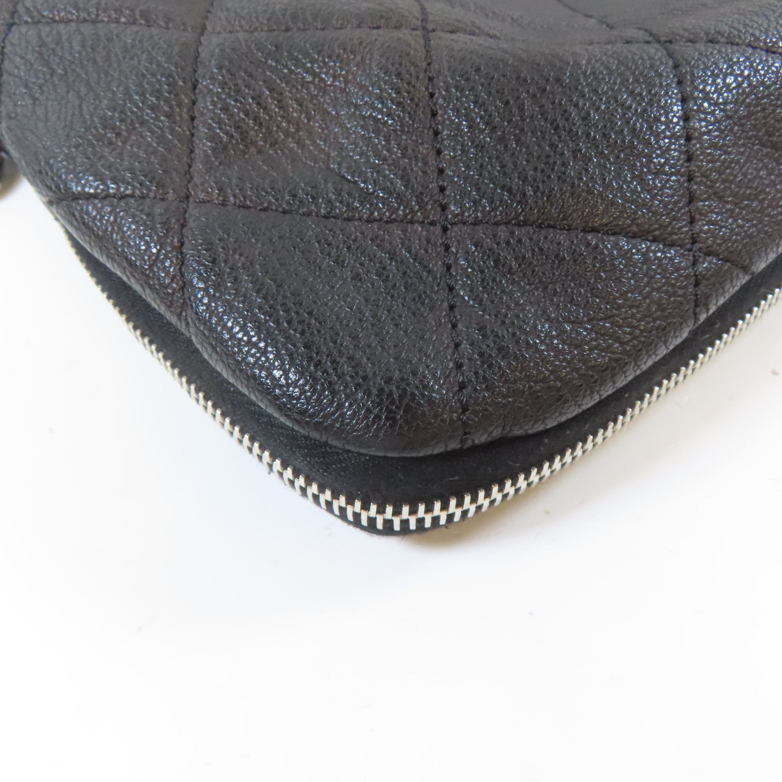 CHANEL 菱格牛皮皮革Shoulder Bag銀扣肩背袋黑色