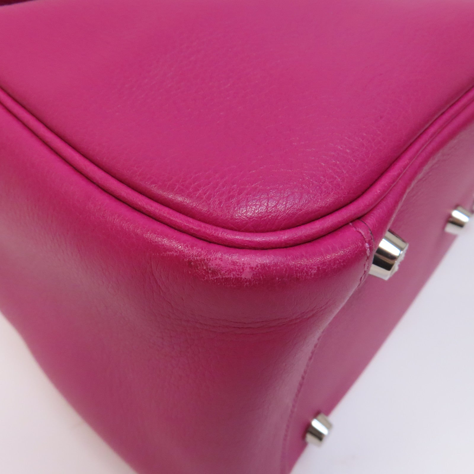 HERMES Evercolor皮革Lindy 26銀扣手挽肩背兩用袋Rose Purple/桃紫色