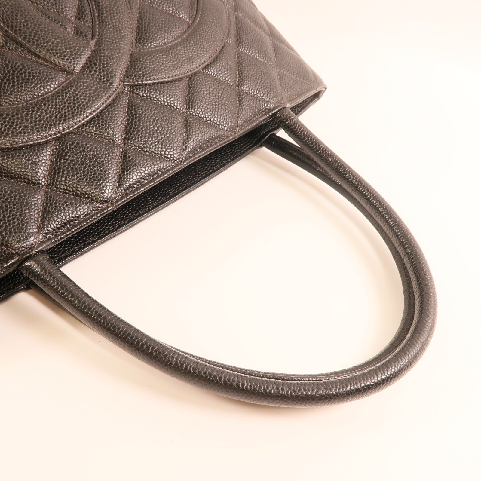 CHANEL 牛皮皮革Tote Bag銀扣肩背袋/手挽袋