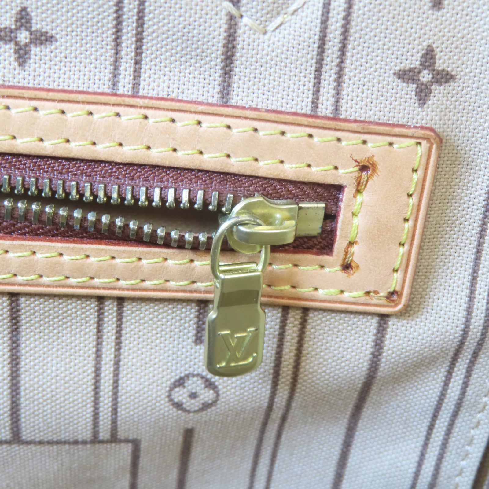 LOUIS VUITTON Monogram Neverfull MM金扣手挽袋啡色