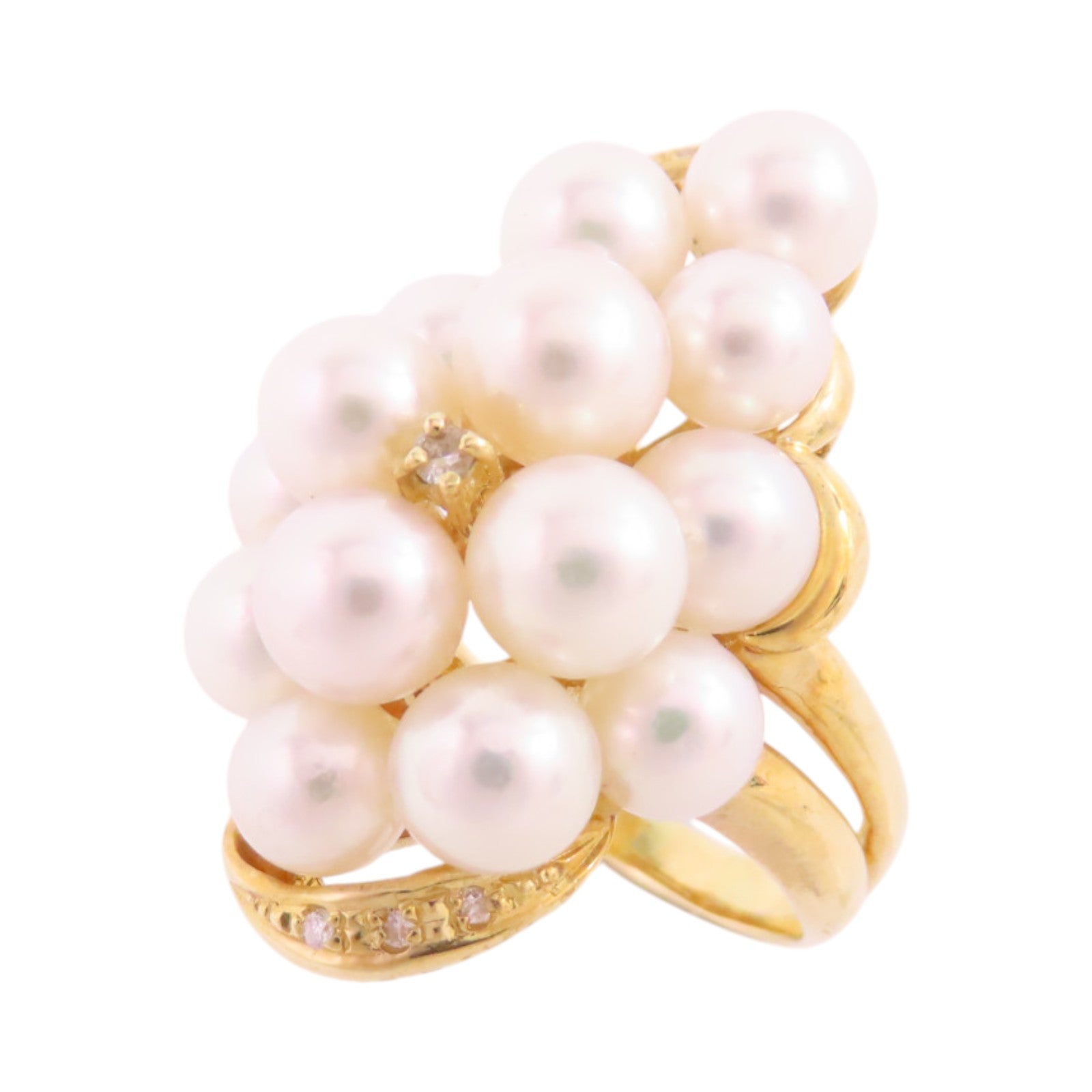 JEWELRY 18K黃金/珍珠/鑽石Pearl Diamond Ring戒指US#7.25