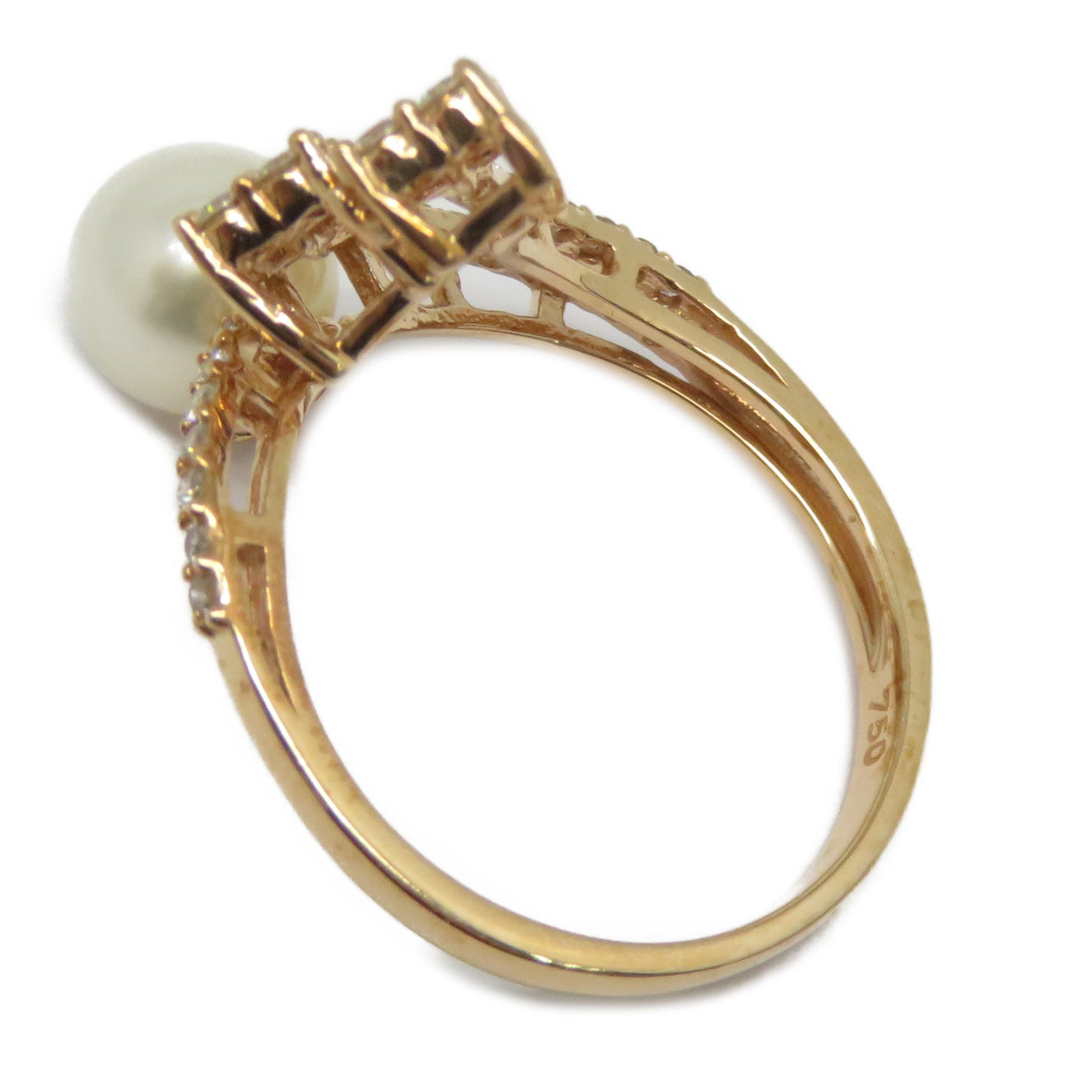 JEWELRY 【激減優惠】18K玫瑰金Pearl Ring 2.55ct珍珠/0.433ct鑽石戒指US#6.5白色/粉金色/銀色