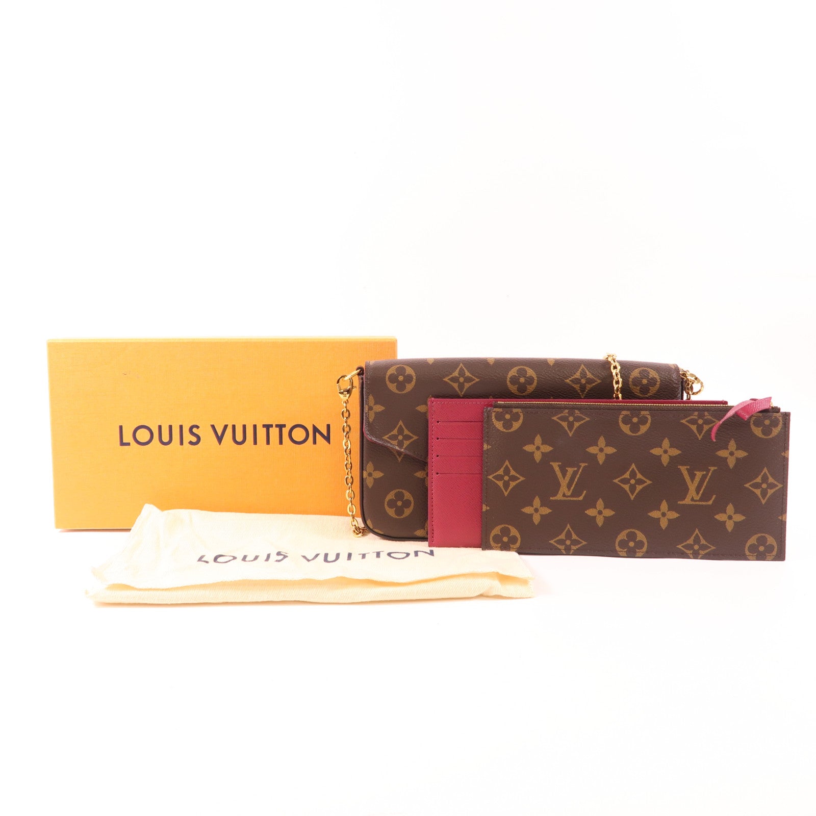 LOUIS VUITTON Monogram Felicie Pochette金扣鏈帶肩背袋