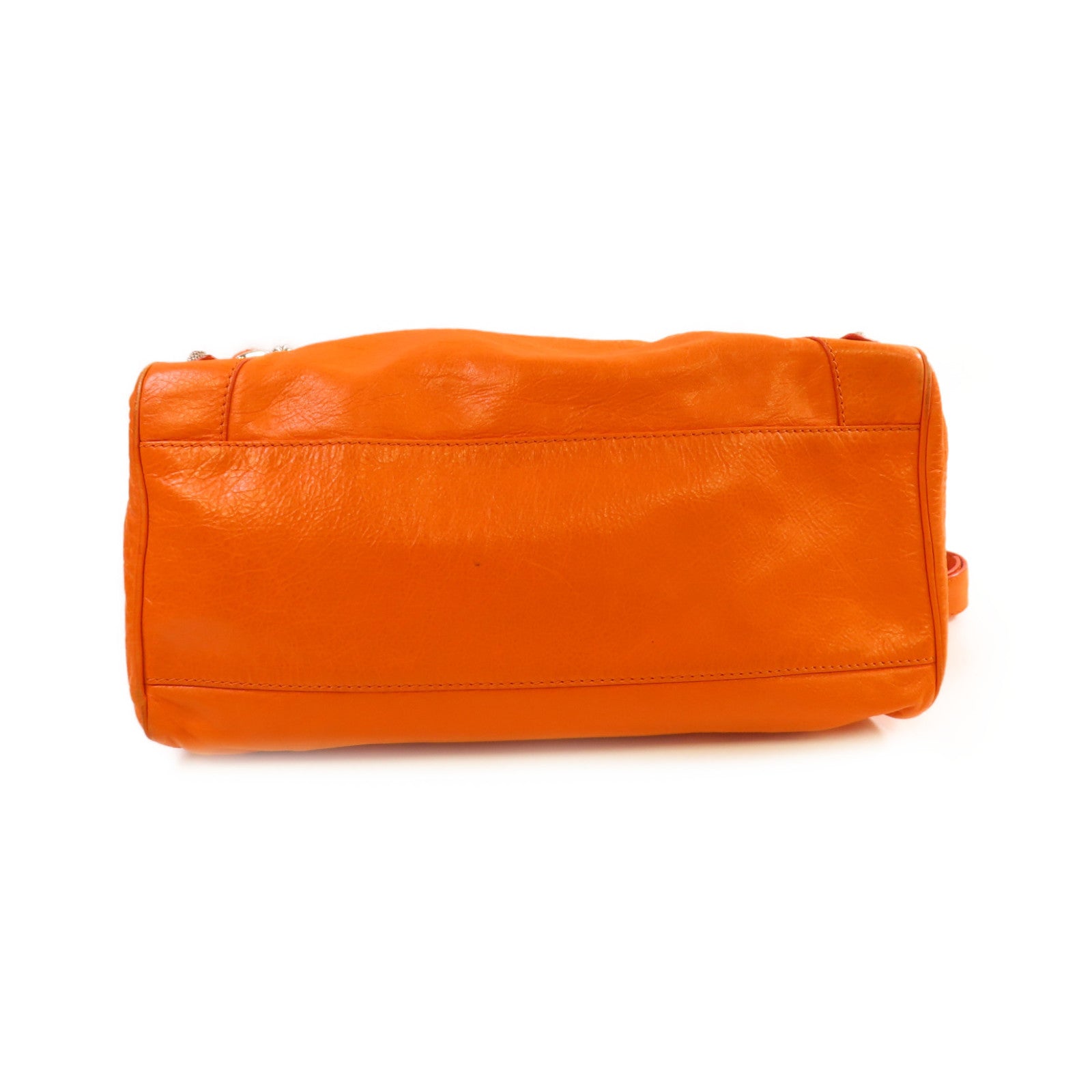 BALENCIAGA 羊皮皮革Velo Giant 2Way Shoulder Bag銀扣手挽肩背兩用袋橙色