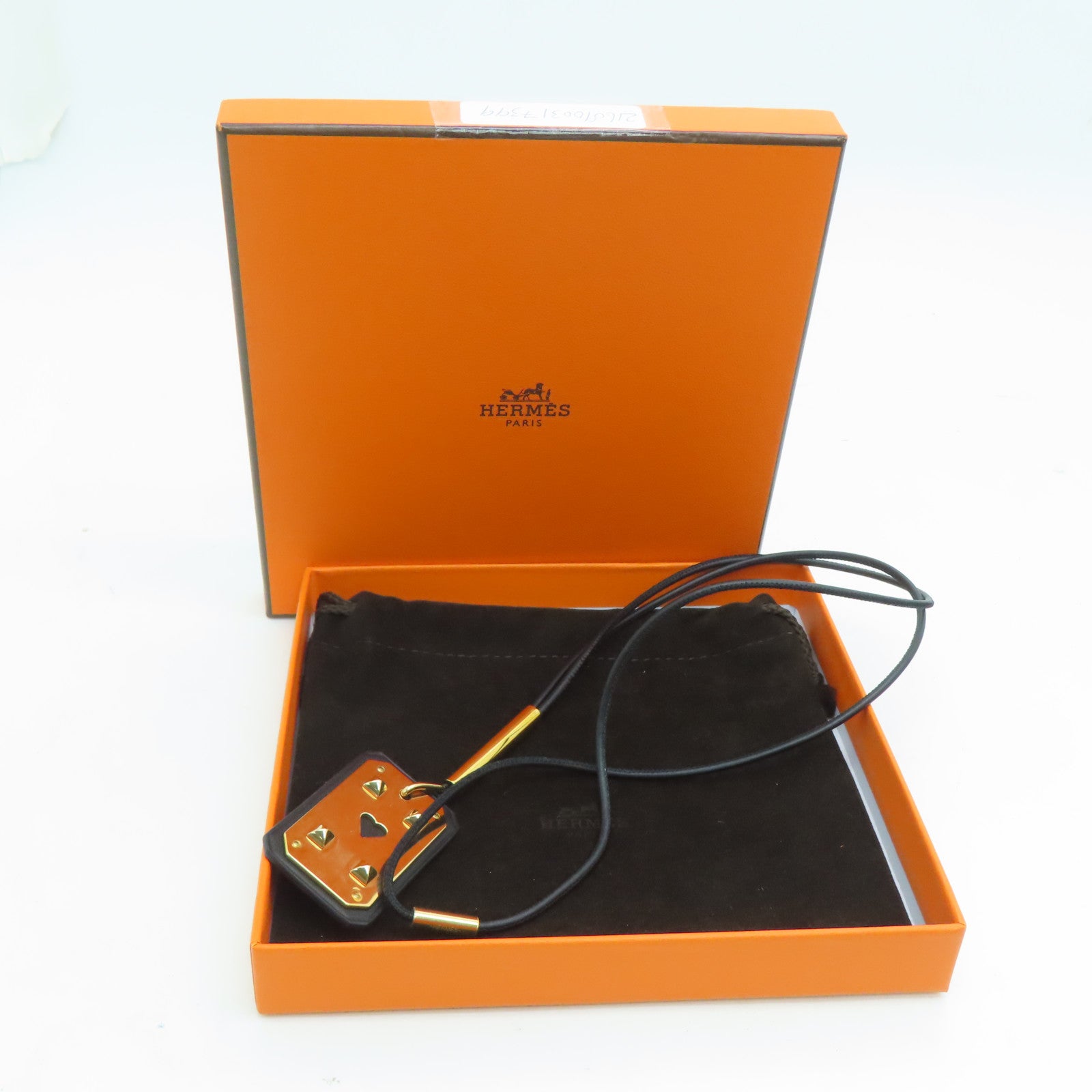 HERMES 【激減優惠精選】Swift皮革/金屬As De Coeur Necklace項鍊黑色金色