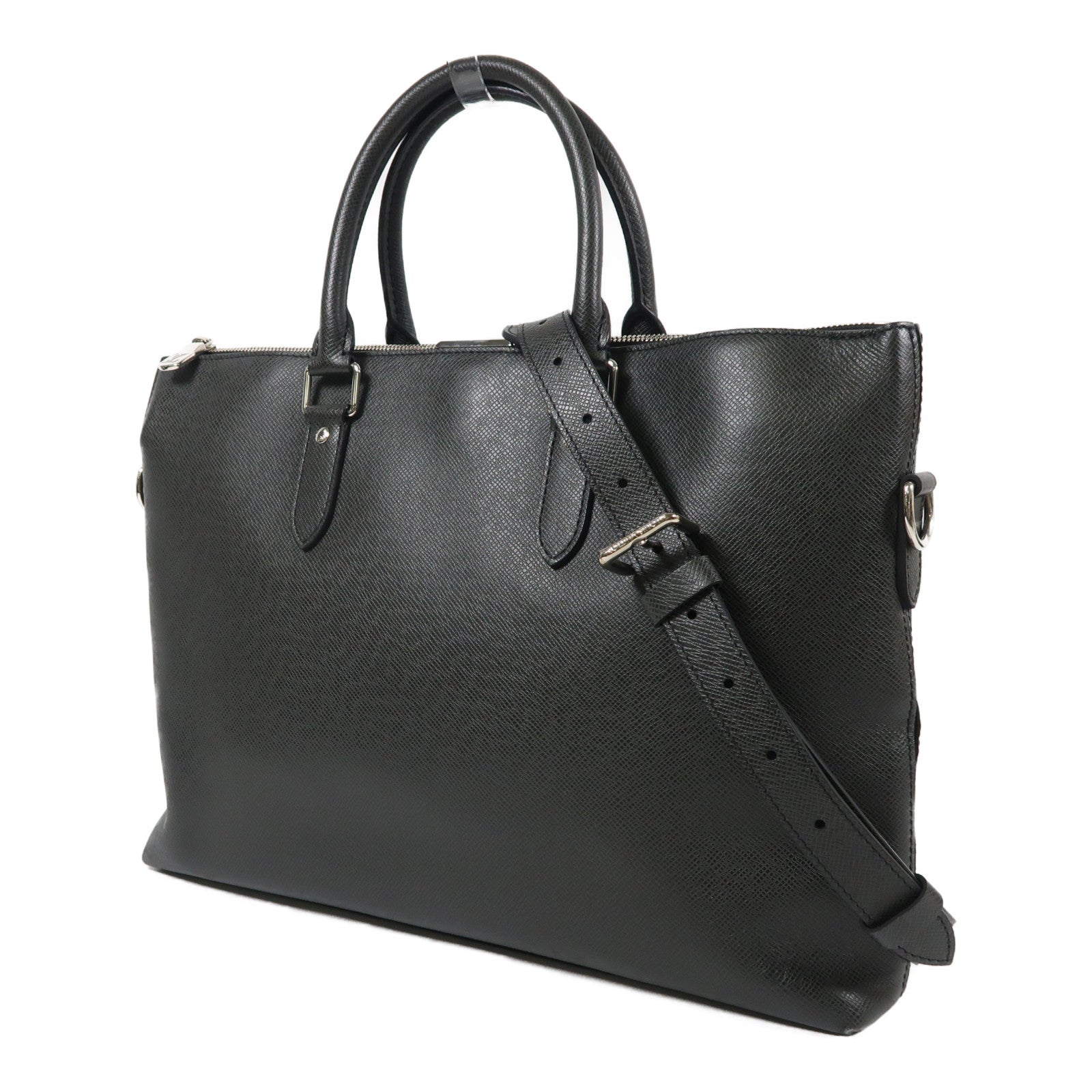 LOUIS VUITTON Taiga Anton Soft Briefcase銀扣手挽肩背兩用袋黑色