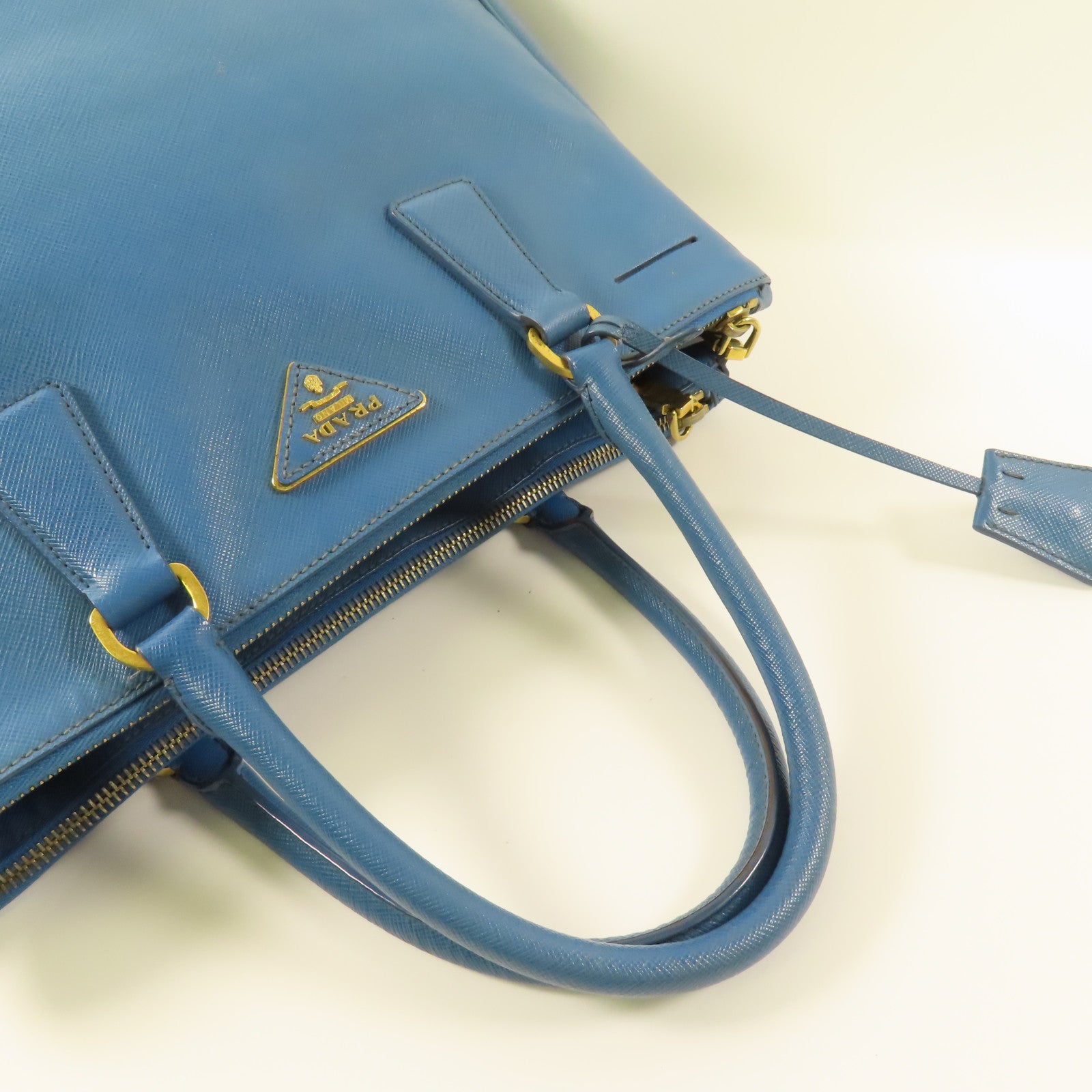 PRADA Galleria 2 Way Shoulder Hand Bag BN2274 Saffiano Leather Blue
