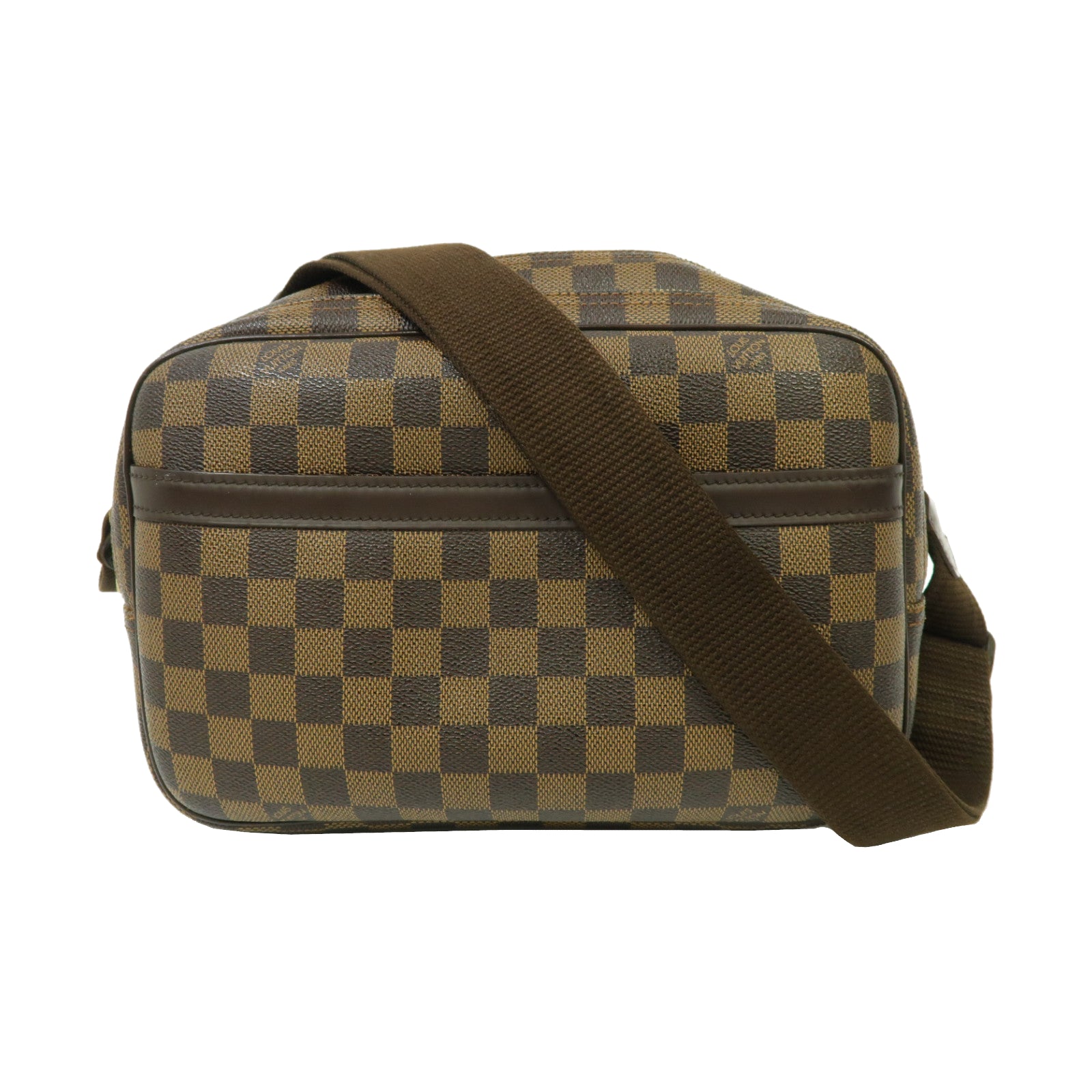 LOUIS VUITTON Damier Reporter PM金扣肩背袋啡色