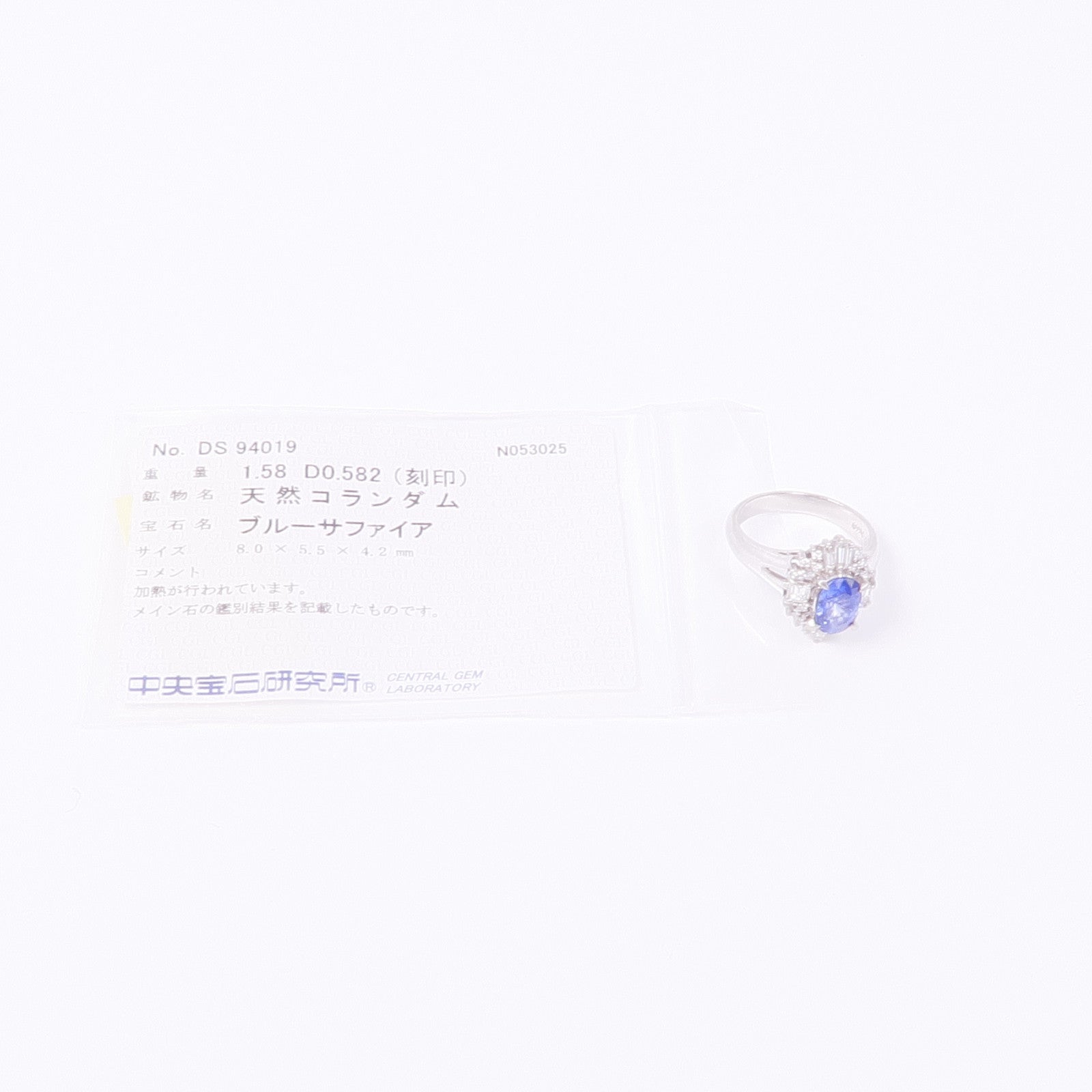 JEWELRY PT900鉑金Sapphire Diamond Ring藍寶石/鑽石戒指US#5.75