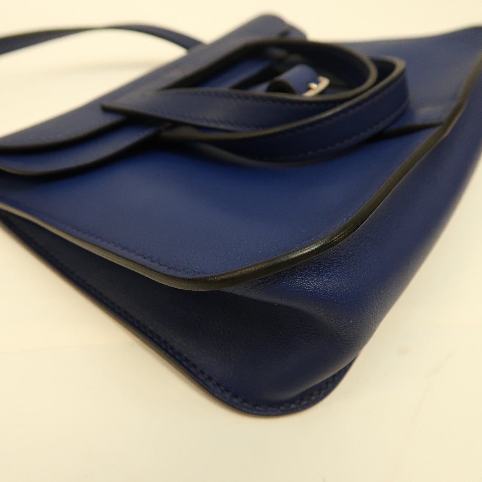 HERMES Swift皮革Mini Halzan 22銀扣手挽肩背兩用袋藍色