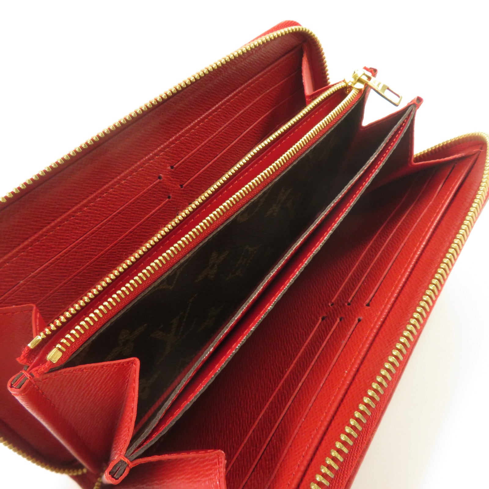 LOUIS VUITTON 【激減優惠】Monogram Zippy Wallet Retiro金扣長錢包紅色/啡色