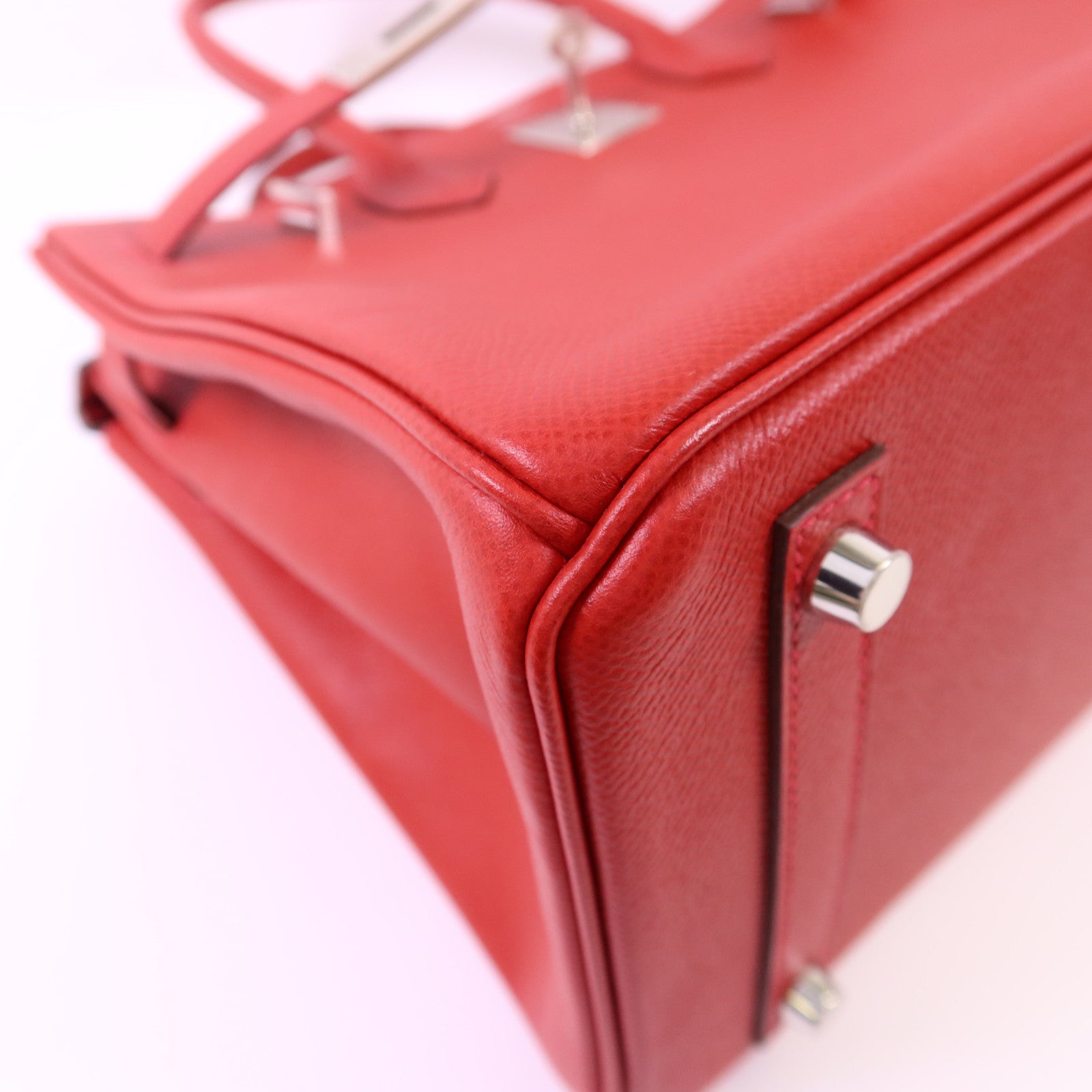 HERMES Epsom皮革Birkin 30銀扣手挽袋Rouge Casaque