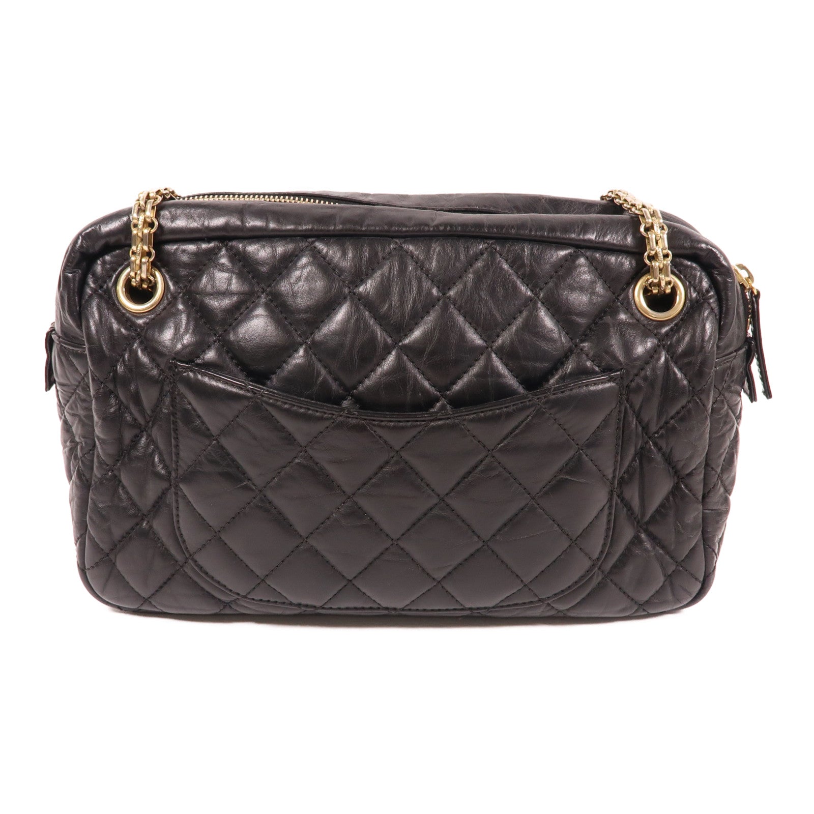 CHANEL 牛皮皮革2.55 Shoulder Bag金扣鏈帶肩背袋黑色
