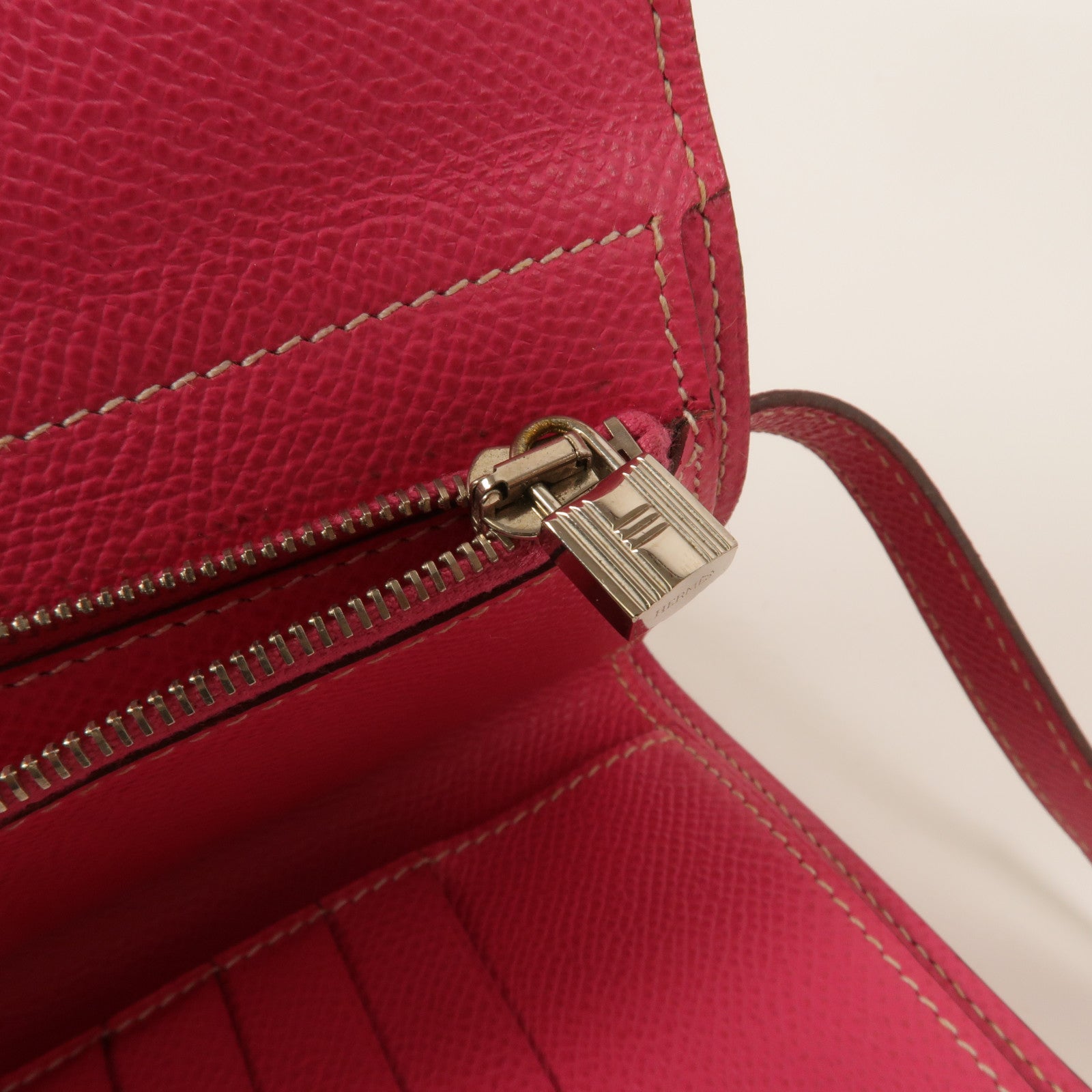 HERMES Epsom皮革Kelly Compact Wallet長錢包Rose Tyrien