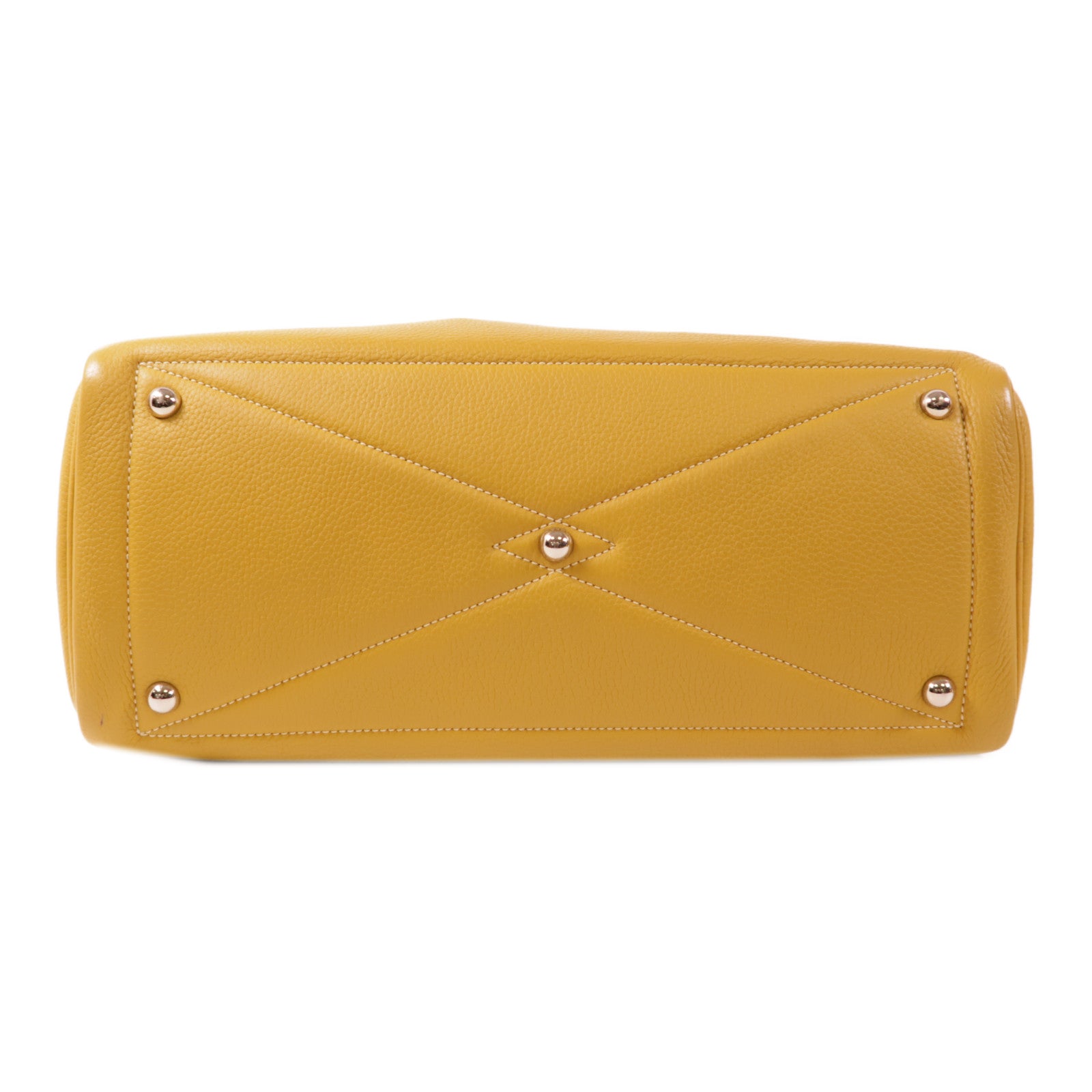 HERMES Clemence皮革Victoria 35銀扣肩背袋Curry黃色