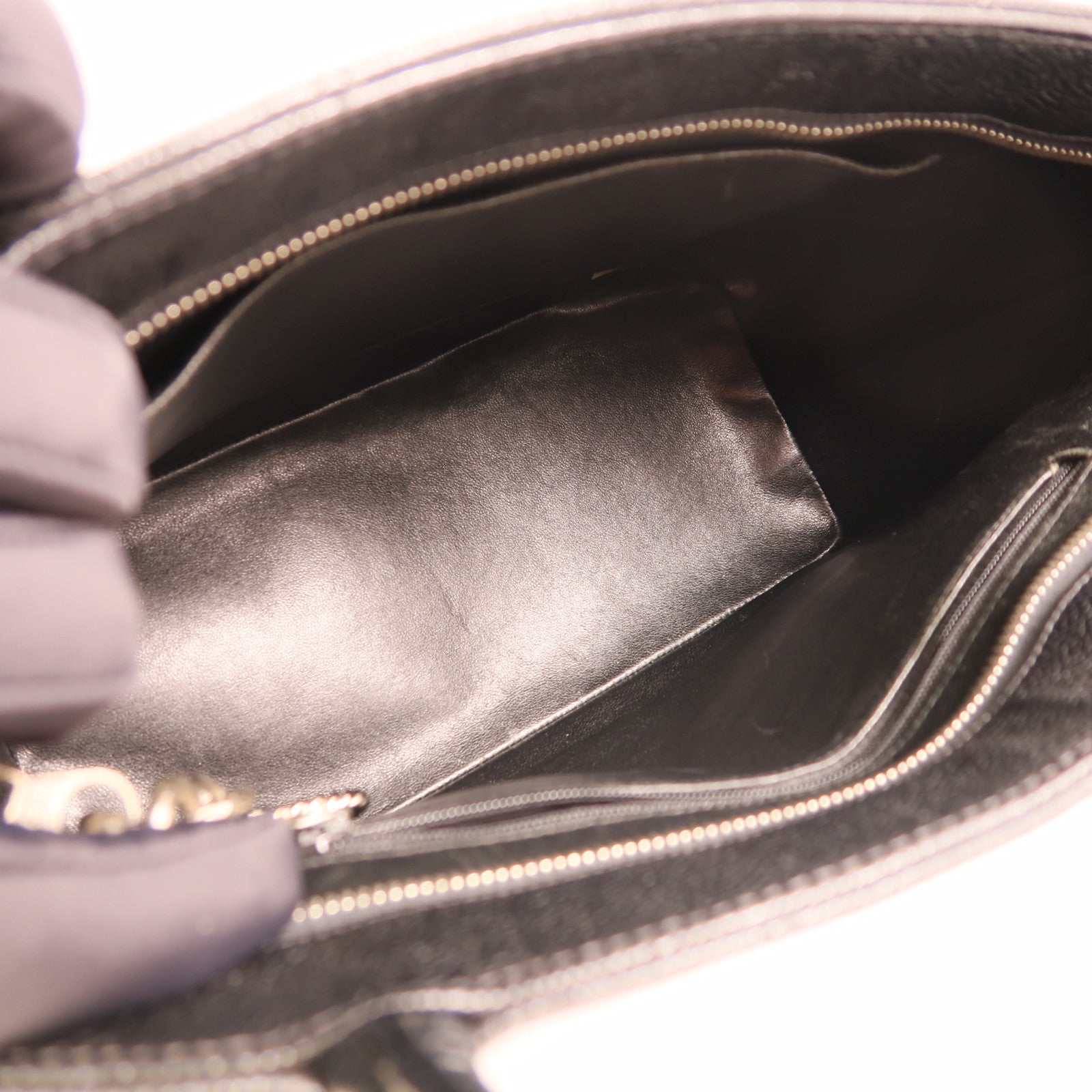 CHANEL 牛皮皮革Tote Bag銀扣肩背袋/手挽袋