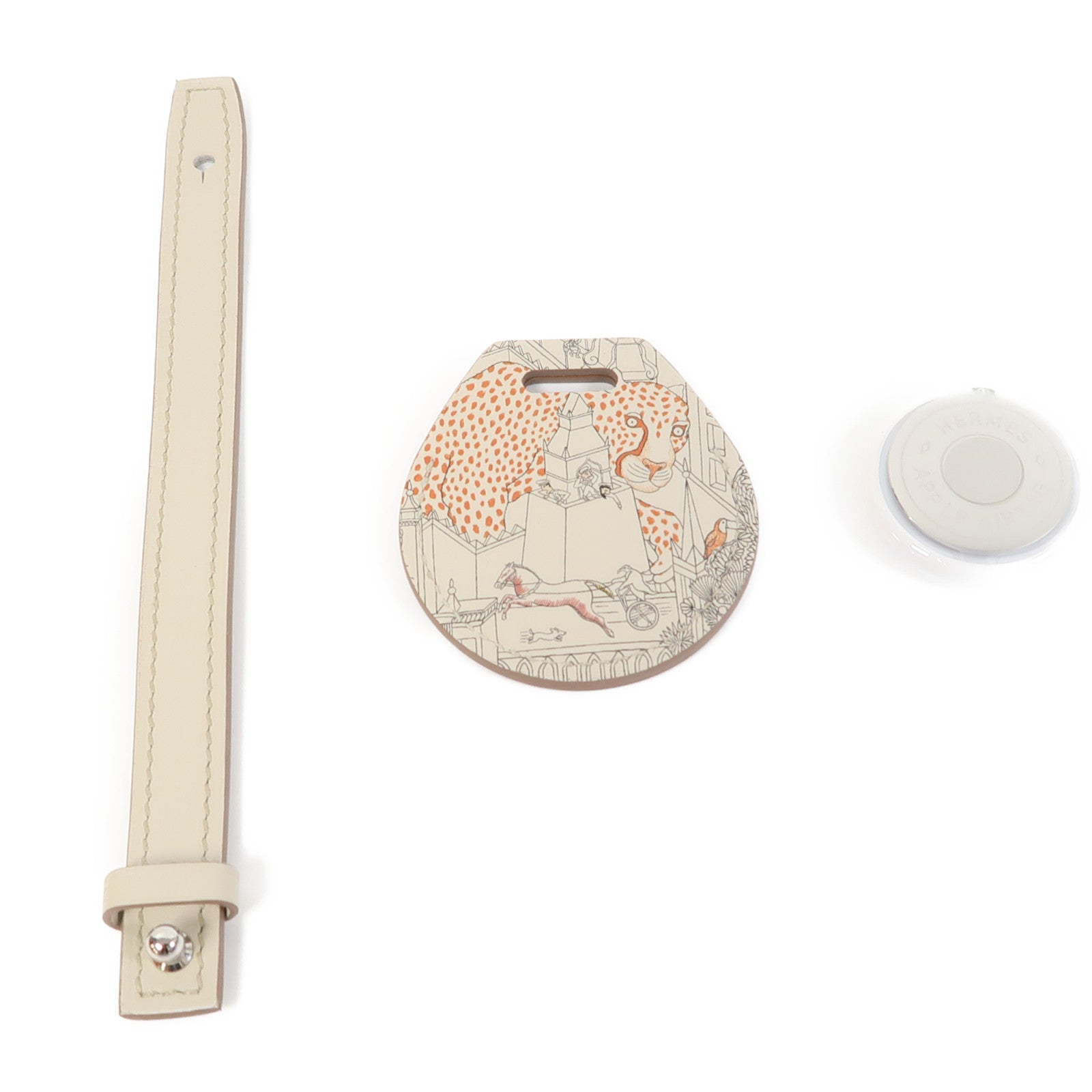 HERMES Swift皮革Air Tag掛飾冰川白色