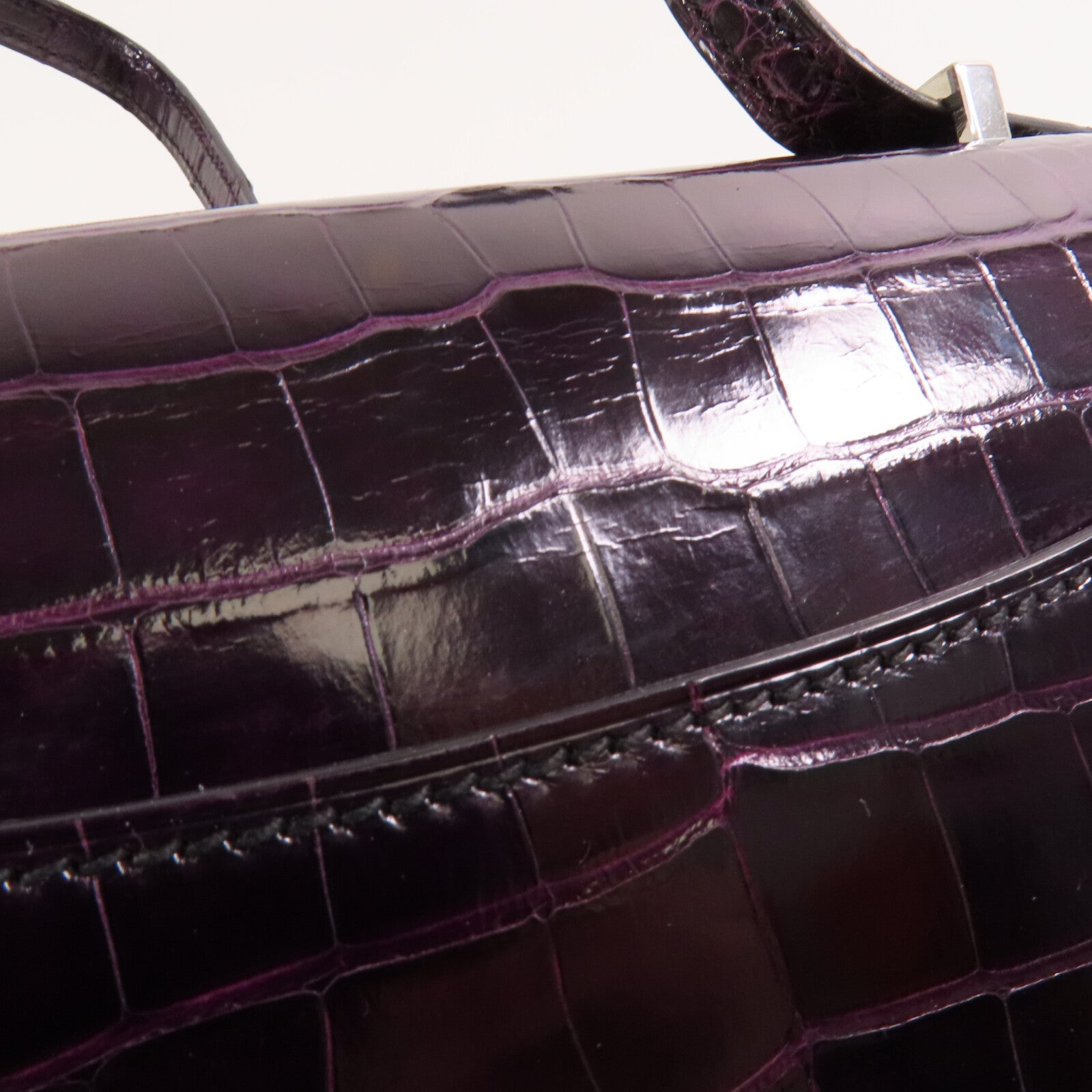 HERMES 皮革Constance Mini銀扣肩背袋Amethyst