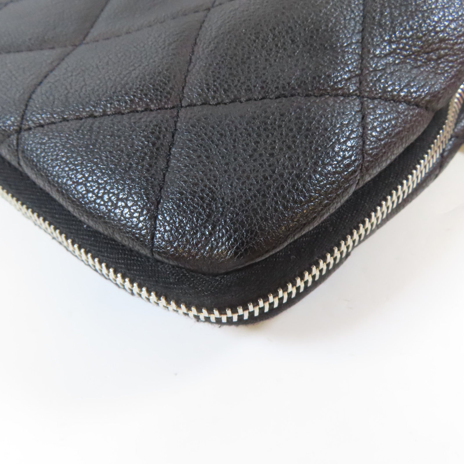 CHANEL 菱格牛皮皮革Shoulder Bag銀扣肩背袋黑色