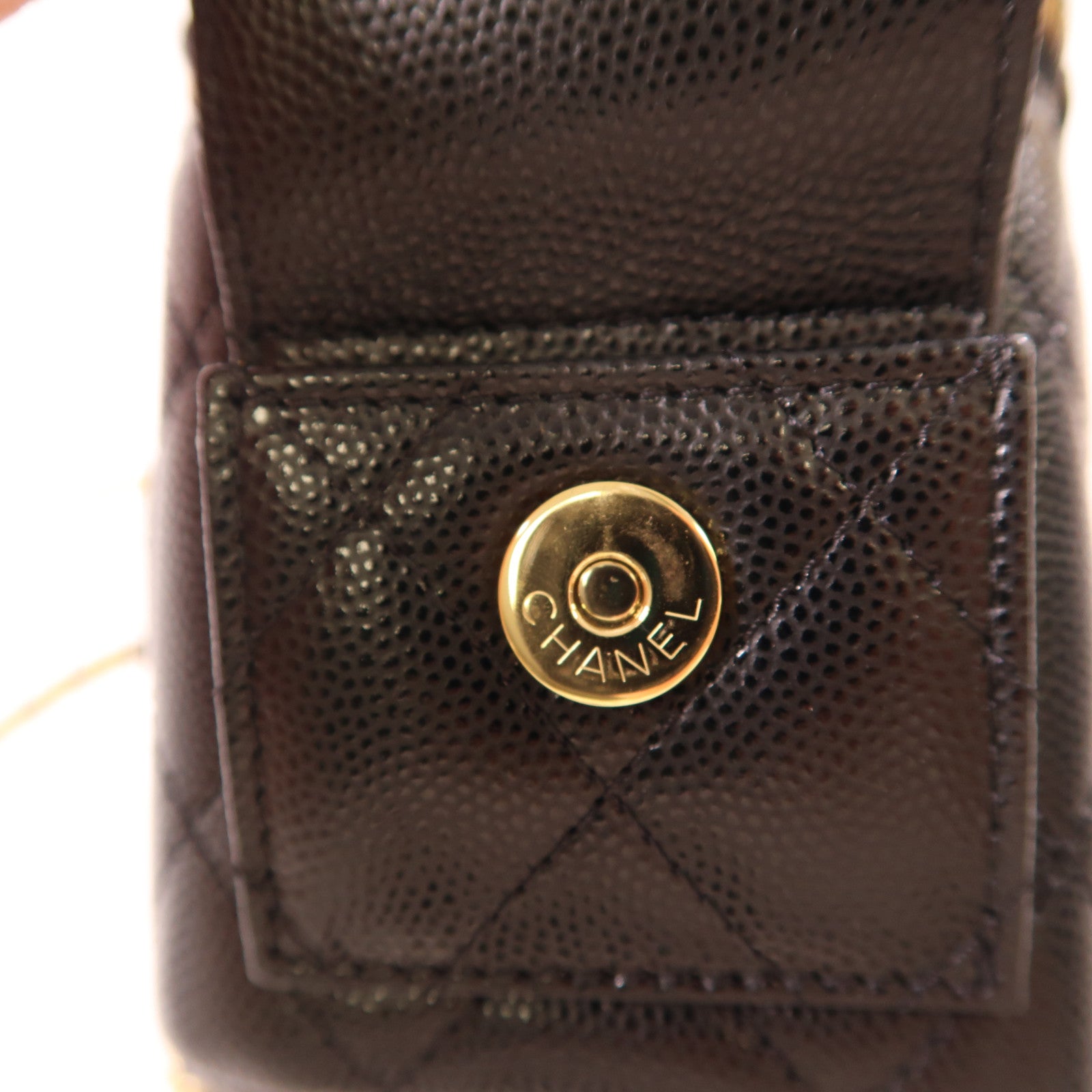 CHANEL 牛皮皮革2 Way Chain Shoulder金扣手挽肩背兩用袋