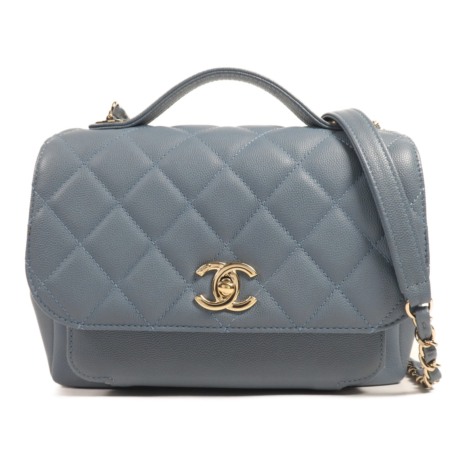 CHANEL 牛皮皮革Chain Shoulder金扣手挽肩背兩用袋