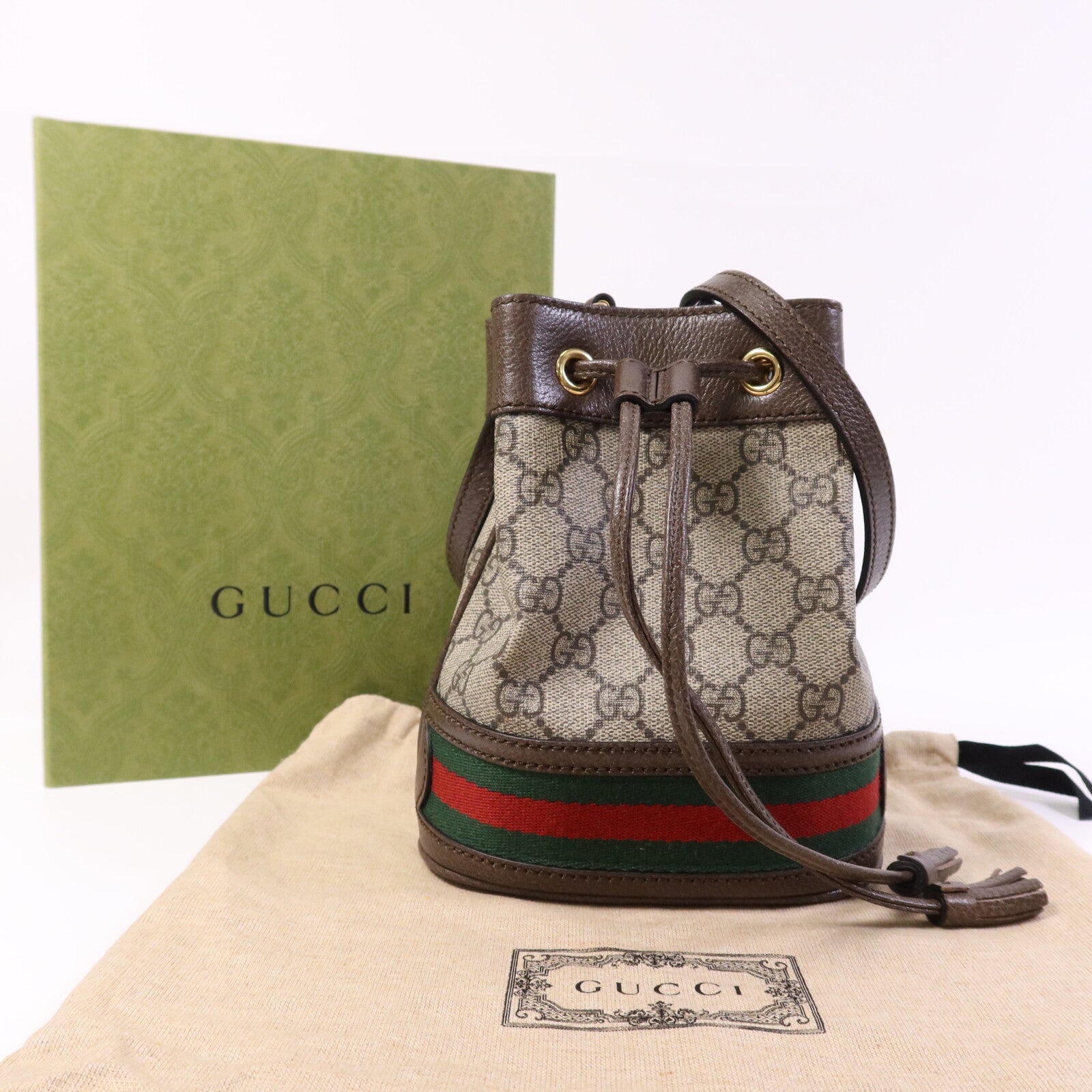 GUCCI 塗層帆布Ophidia Mini Bucket金扣肩背袋