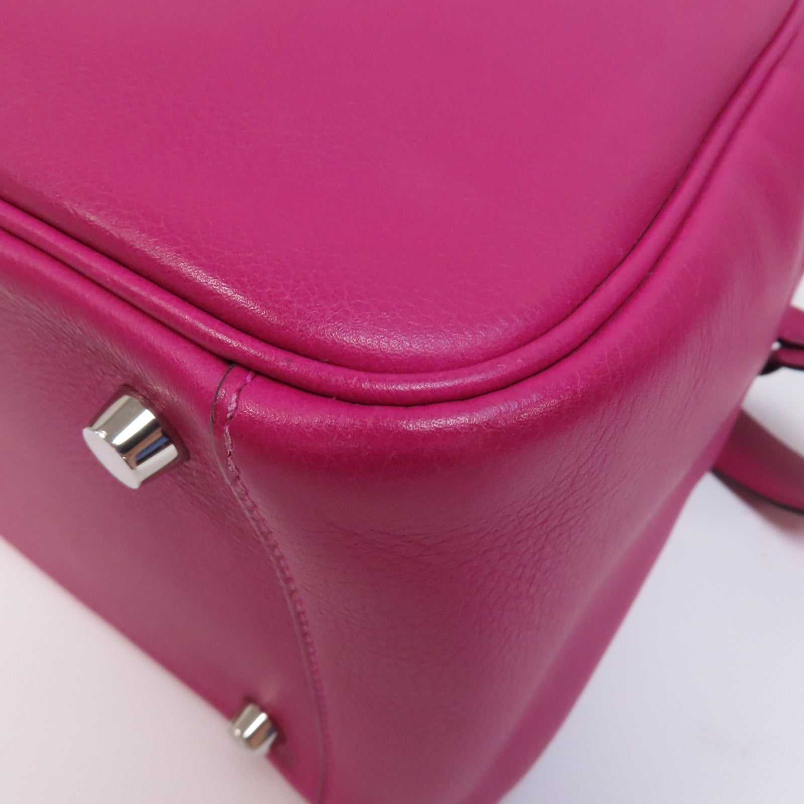 HERMES Evercolor皮革Lindy 26銀扣手挽肩背兩用袋Rose Purple/桃紫色