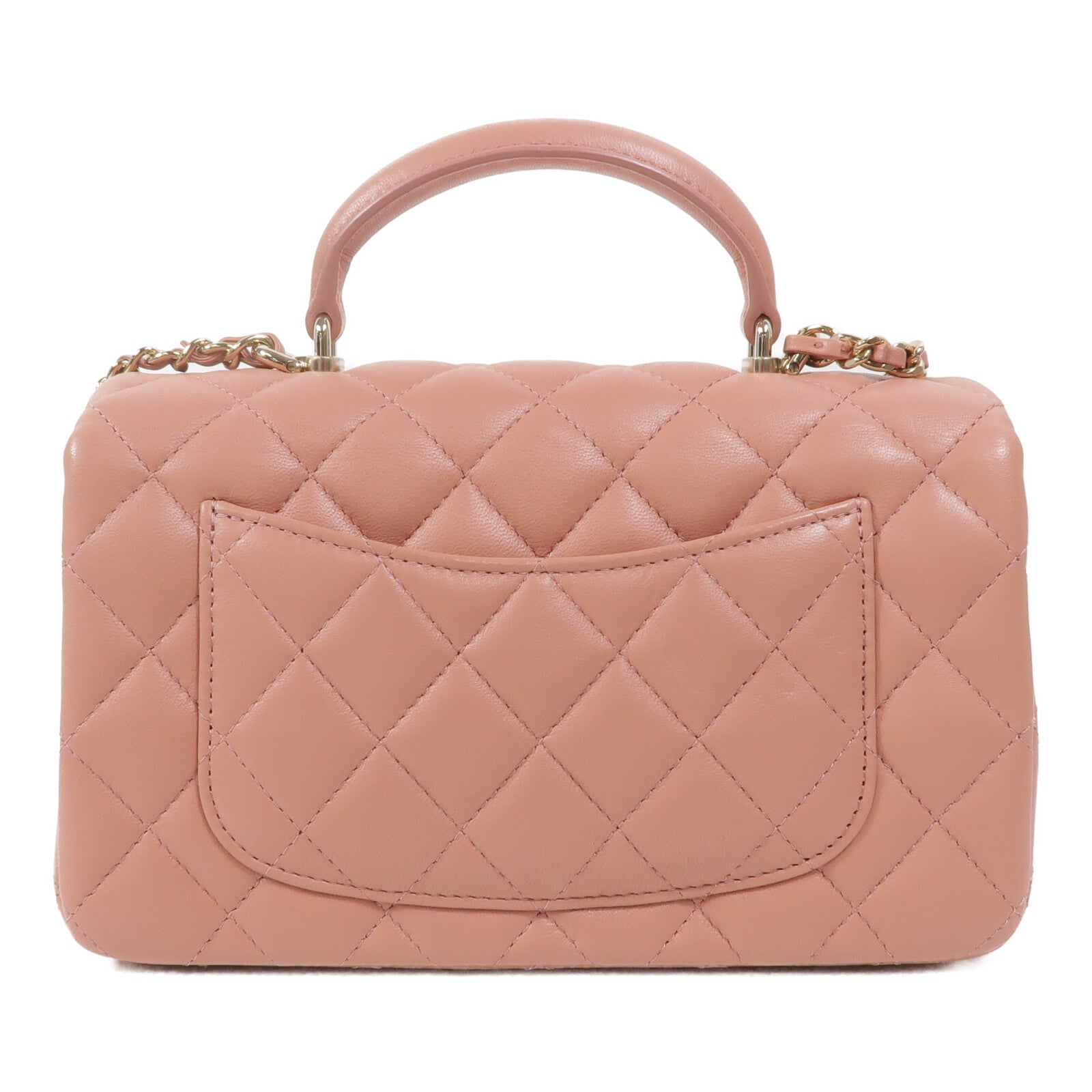 CHANEL 羊皮皮革Mini Flap Bag With Top Handle鏈帶手挽肩背兩用袋