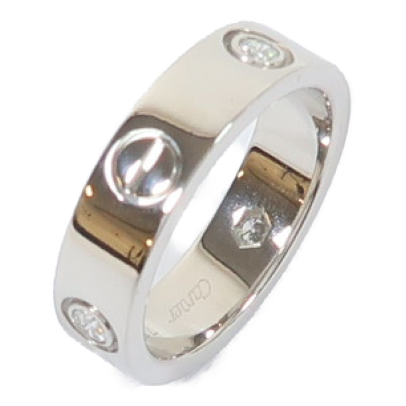 CARTIER 18K白金Love Ring 3 Diamonds鑽石戒指銀色US#6.75