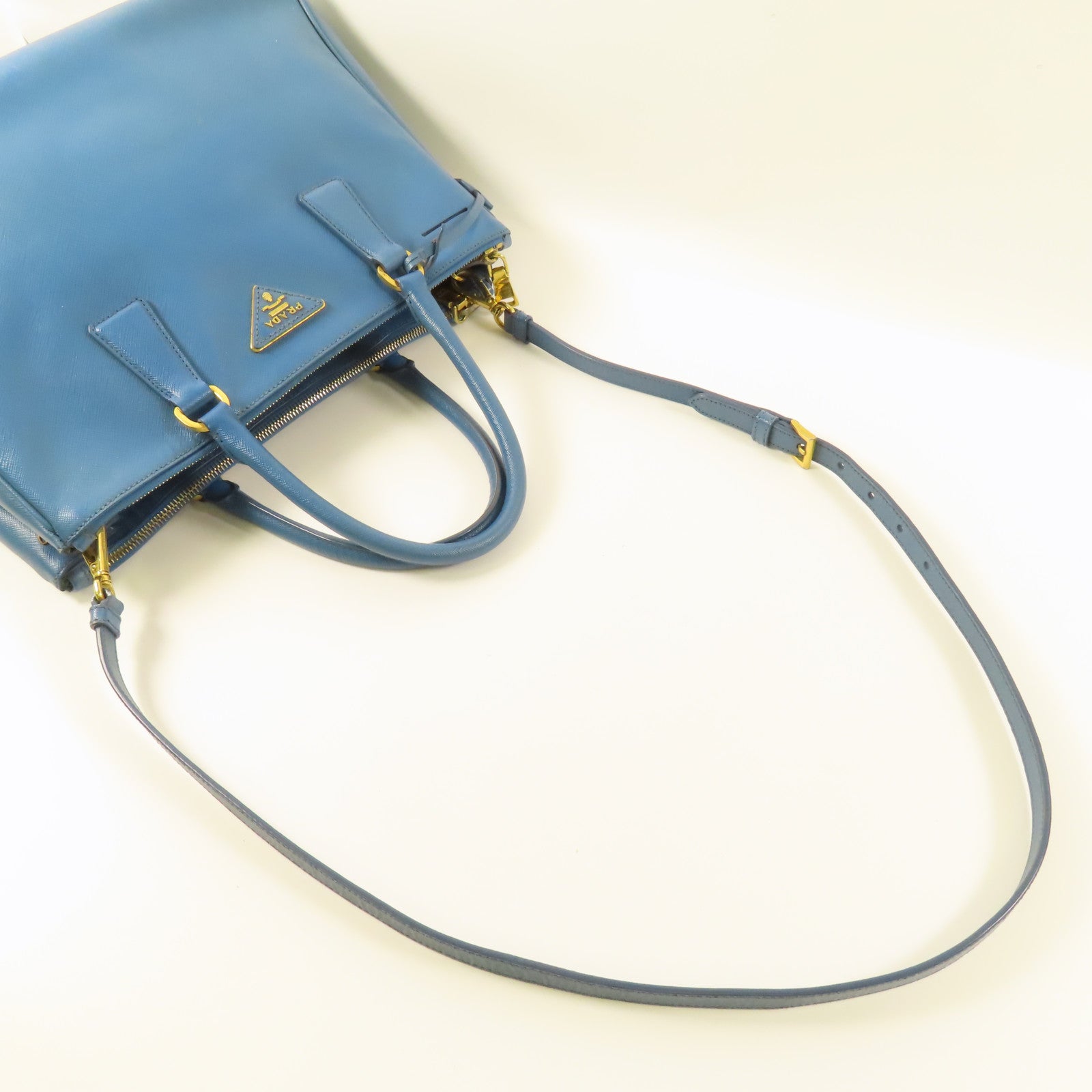 PRADA Galleria 2 Way Shoulder Hand Bag BN2274 Saffiano Leather Blue