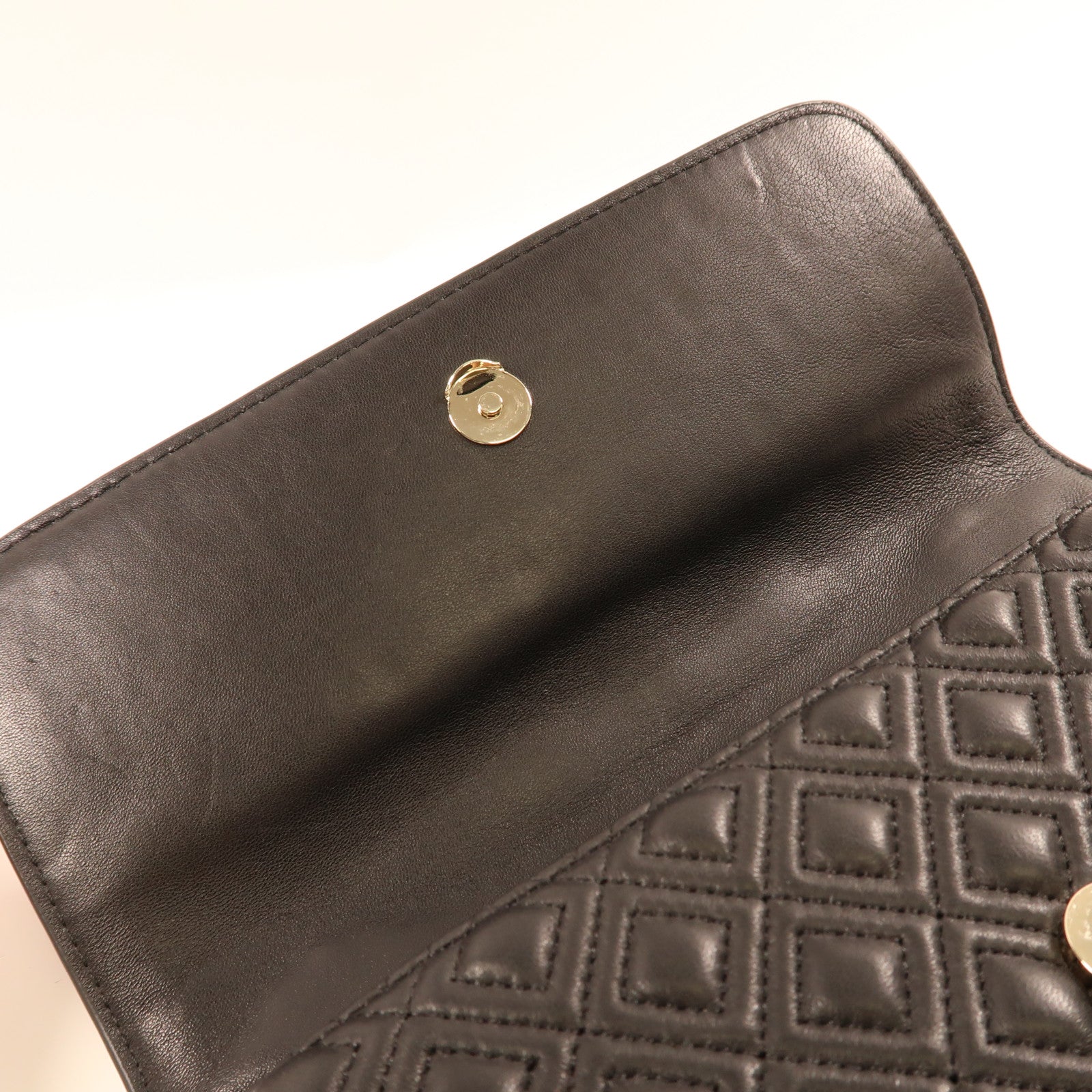 Tory Burch 羊皮皮革Chain Shoulder金扣鏈帶肩背袋黑色