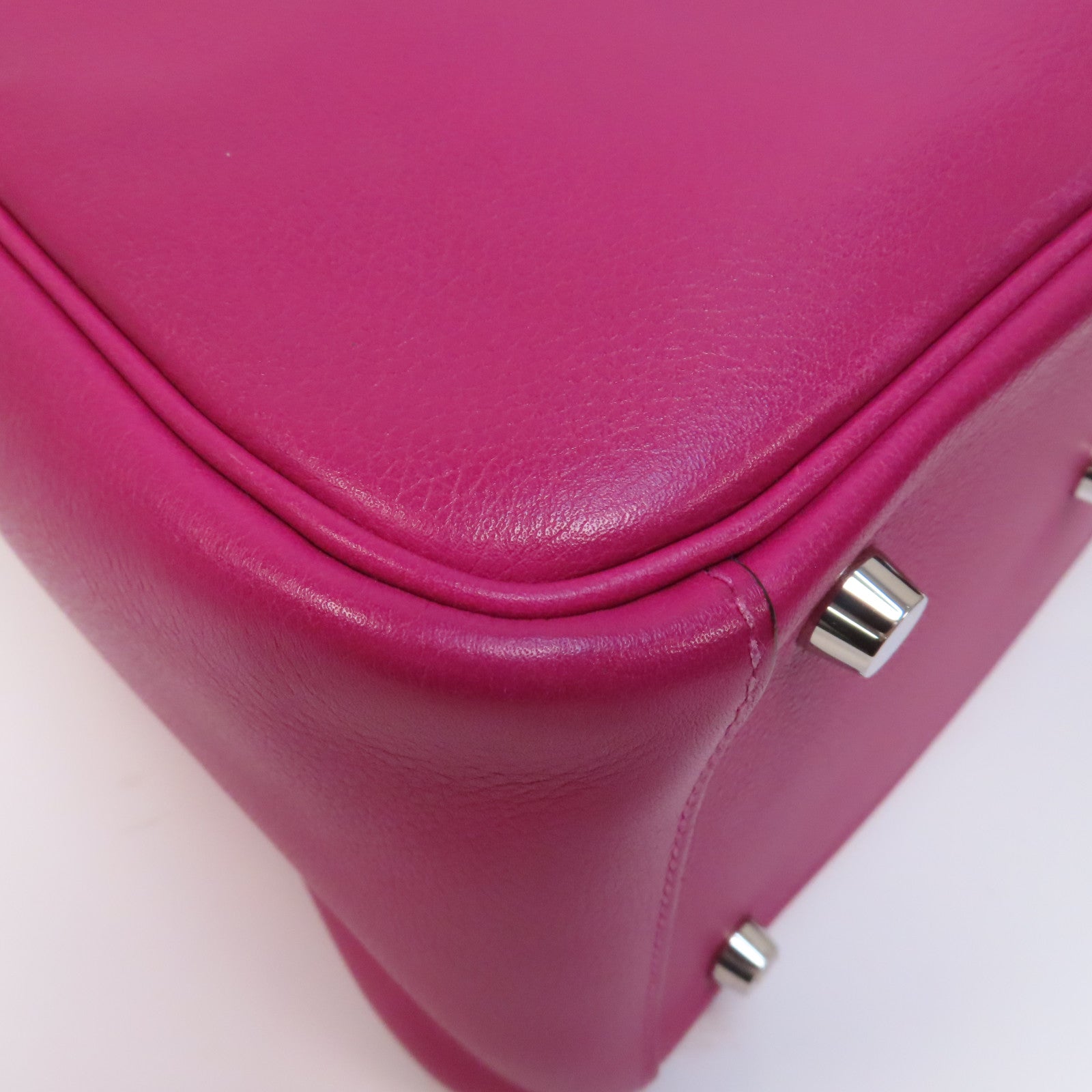 HERMES Evercolor皮革Lindy 26銀扣手挽肩背兩用袋Rose Purple/桃紫色