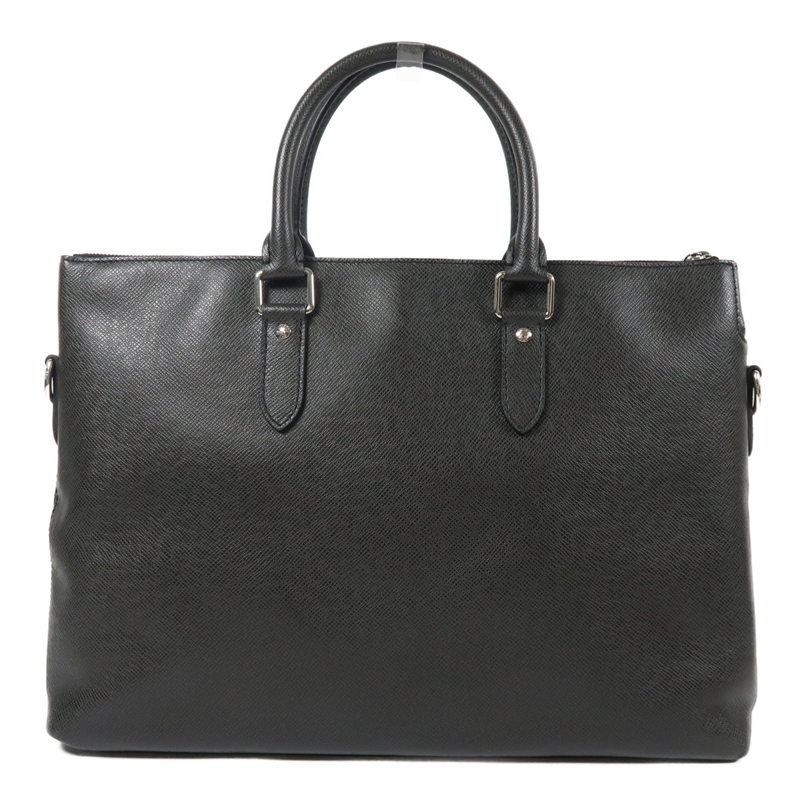 LOUIS VUITTON Taiga Anton Soft Briefcase銀扣手挽肩背兩用袋黑色