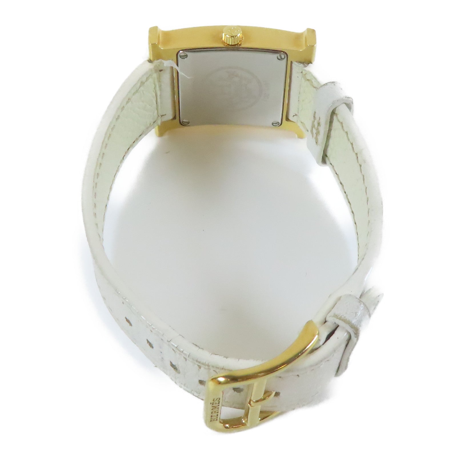 HERMES 【激減優惠】皮革帶/不鏽鋼Heure H Watch金扣手錶石英機芯白色