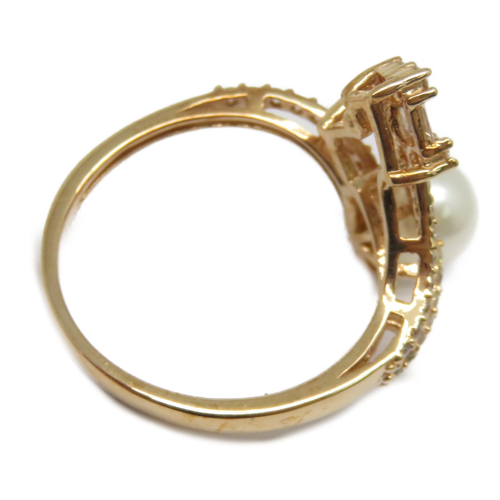 JEWELRY 【激減優惠】18K玫瑰金Pearl Ring 2.55ct珍珠/0.433ct鑽石戒指US#6.5白色/粉金色/銀色