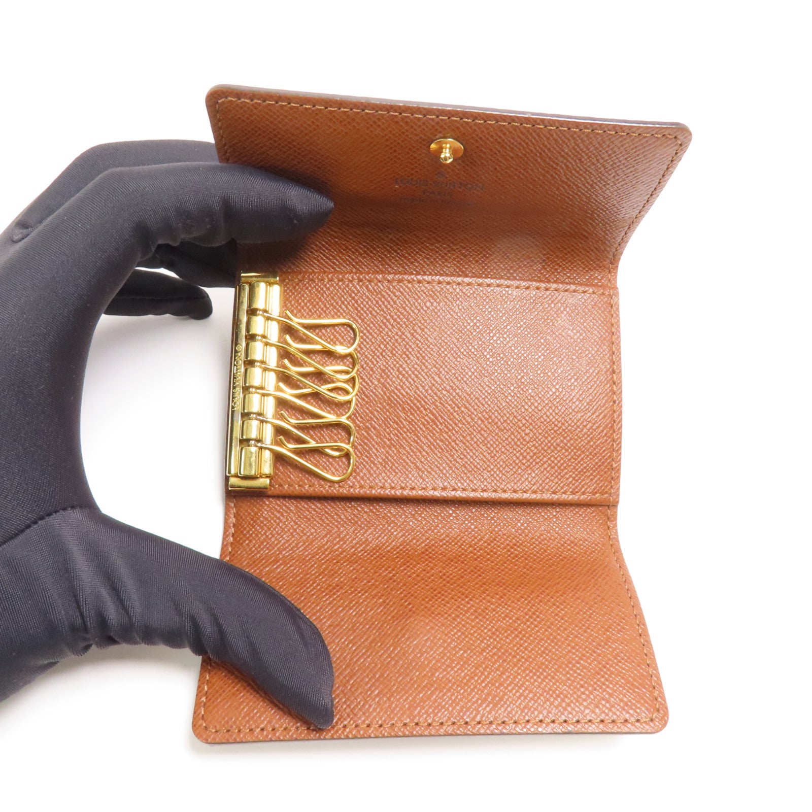 LOUIS VUITTON Monogram 6 Key Holder金扣鎖匙包棕色
