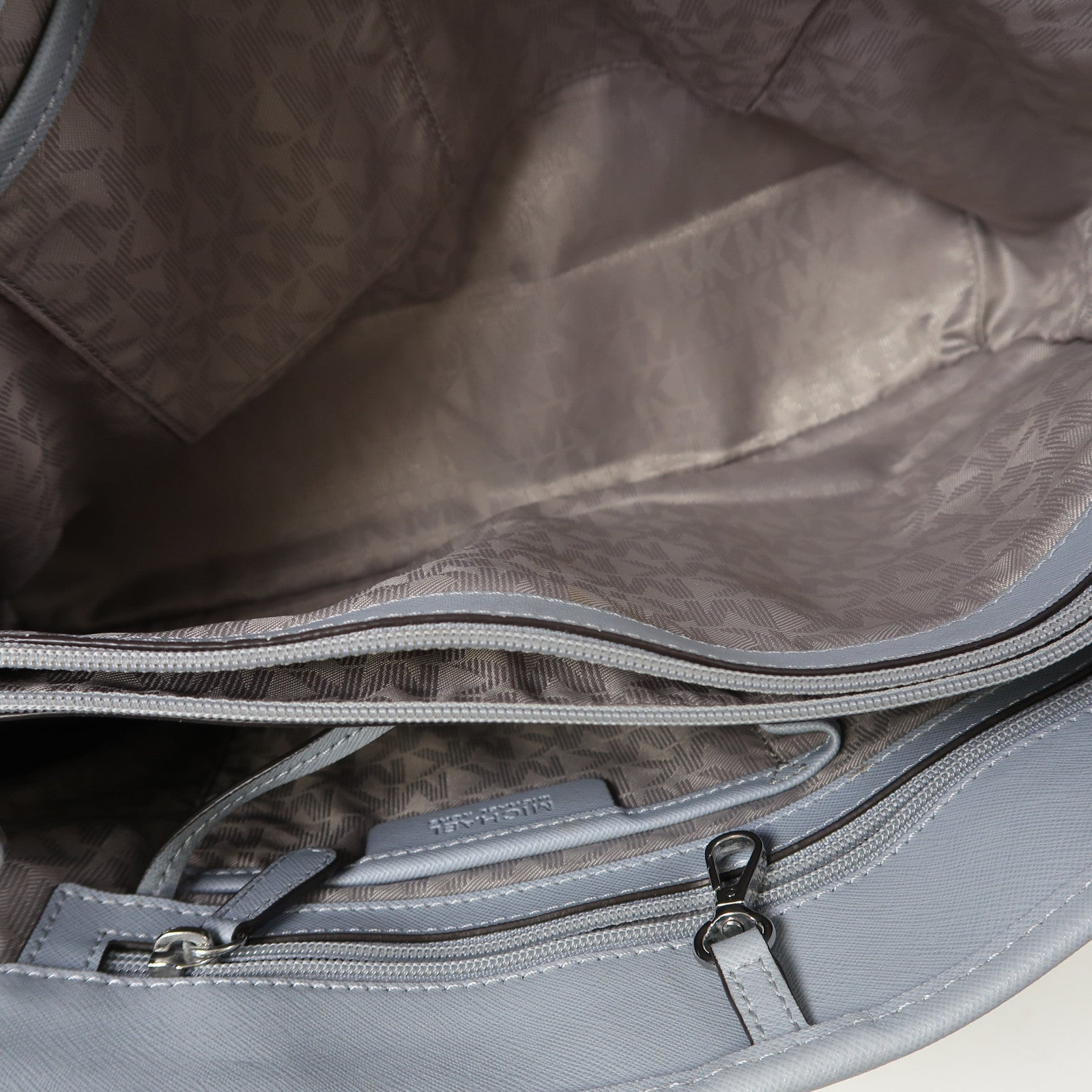 Michael Kors 牛皮皮革Tote Bag銀扣肩背袋藍色