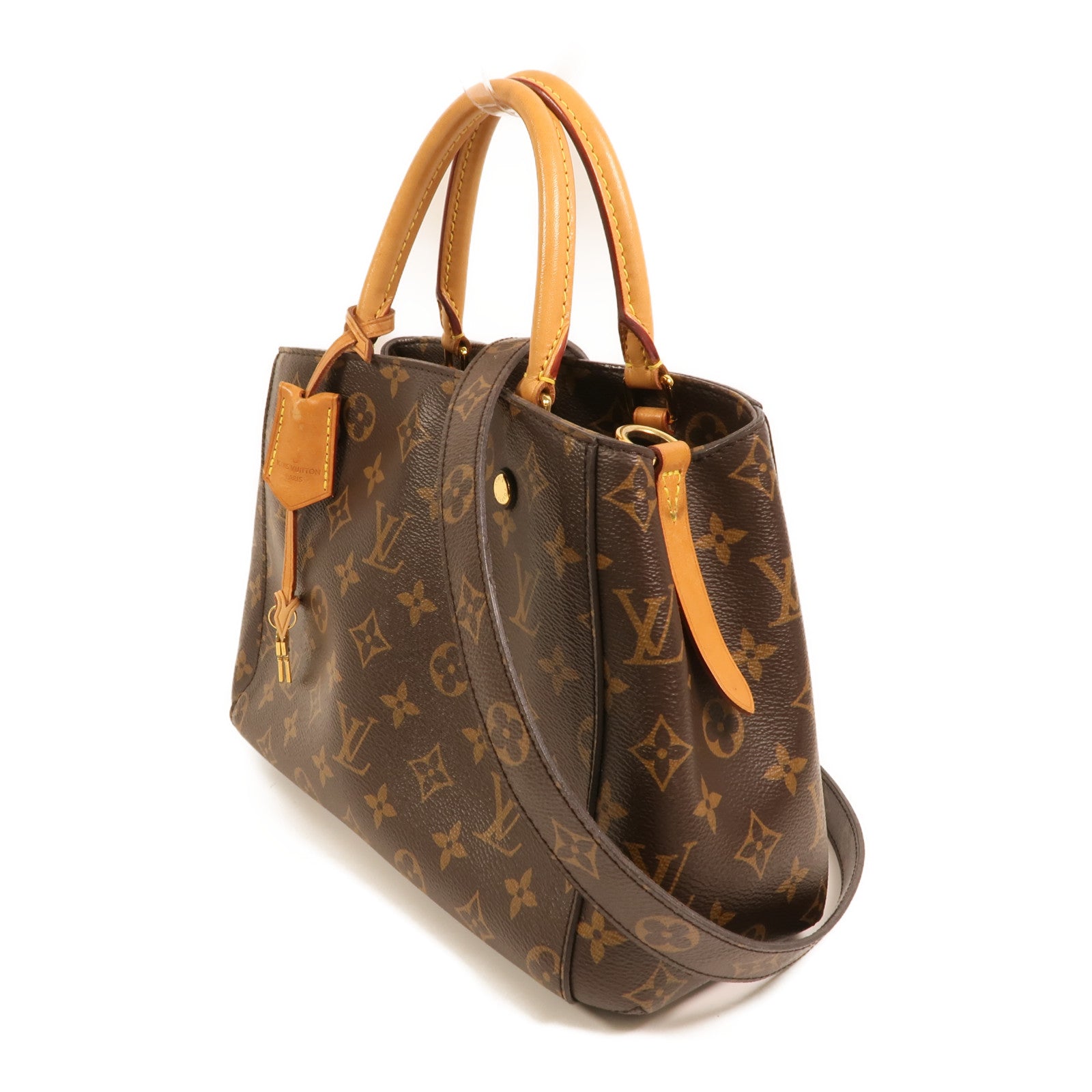 LOUIS VUITTON Monogram Montaigne BB金扣手挽肩背兩用袋棕色