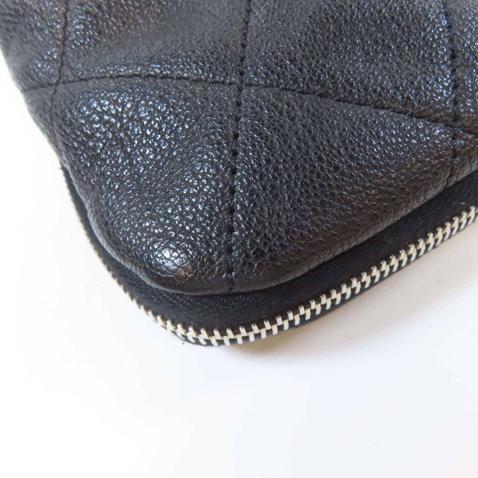 CHANEL 菱格牛皮皮革Shoulder Bag銀扣肩背袋黑色