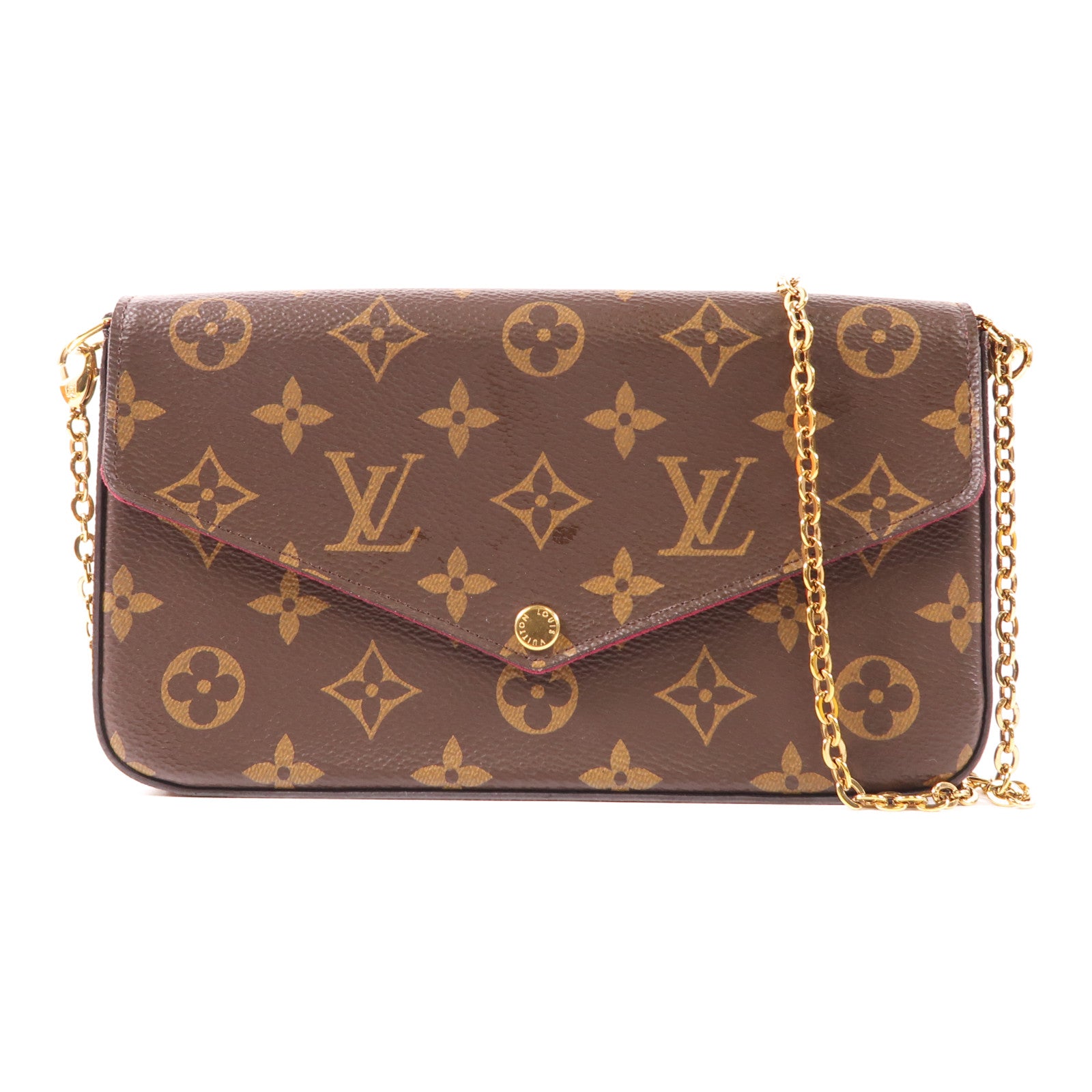 LOUIS VUITTON Monogram Felicie Pochette金扣鏈帶肩背袋