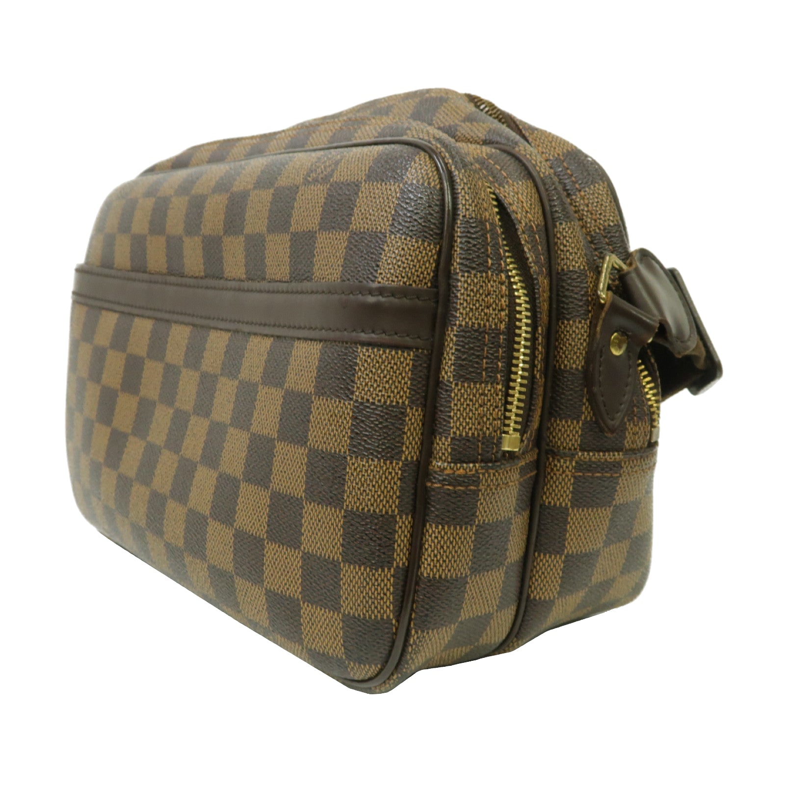 LOUIS VUITTON Damier Reporter PM金扣肩背袋啡色