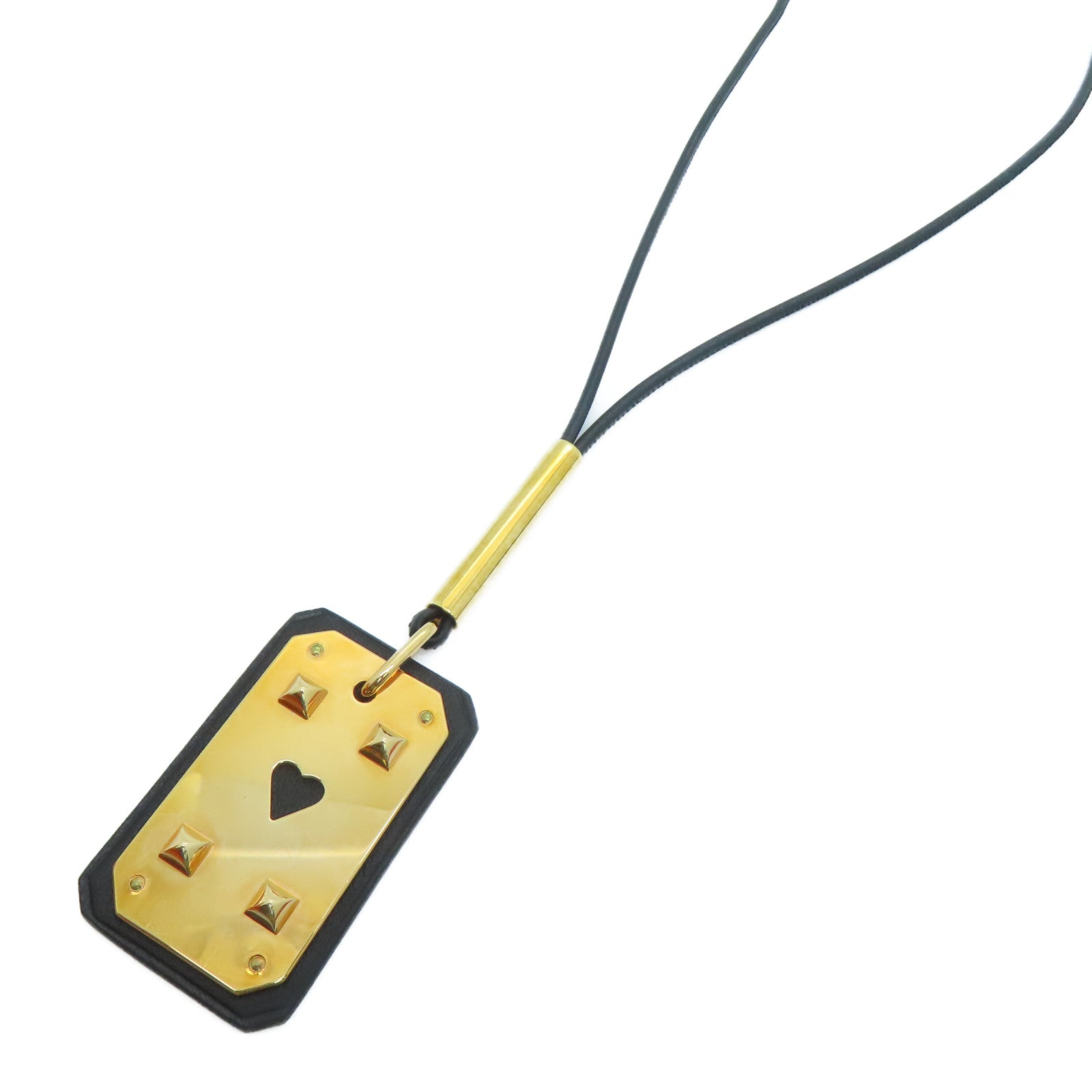 HERMES 【激減優惠精選】Swift皮革/金屬As De Coeur Necklace項鍊黑色金色